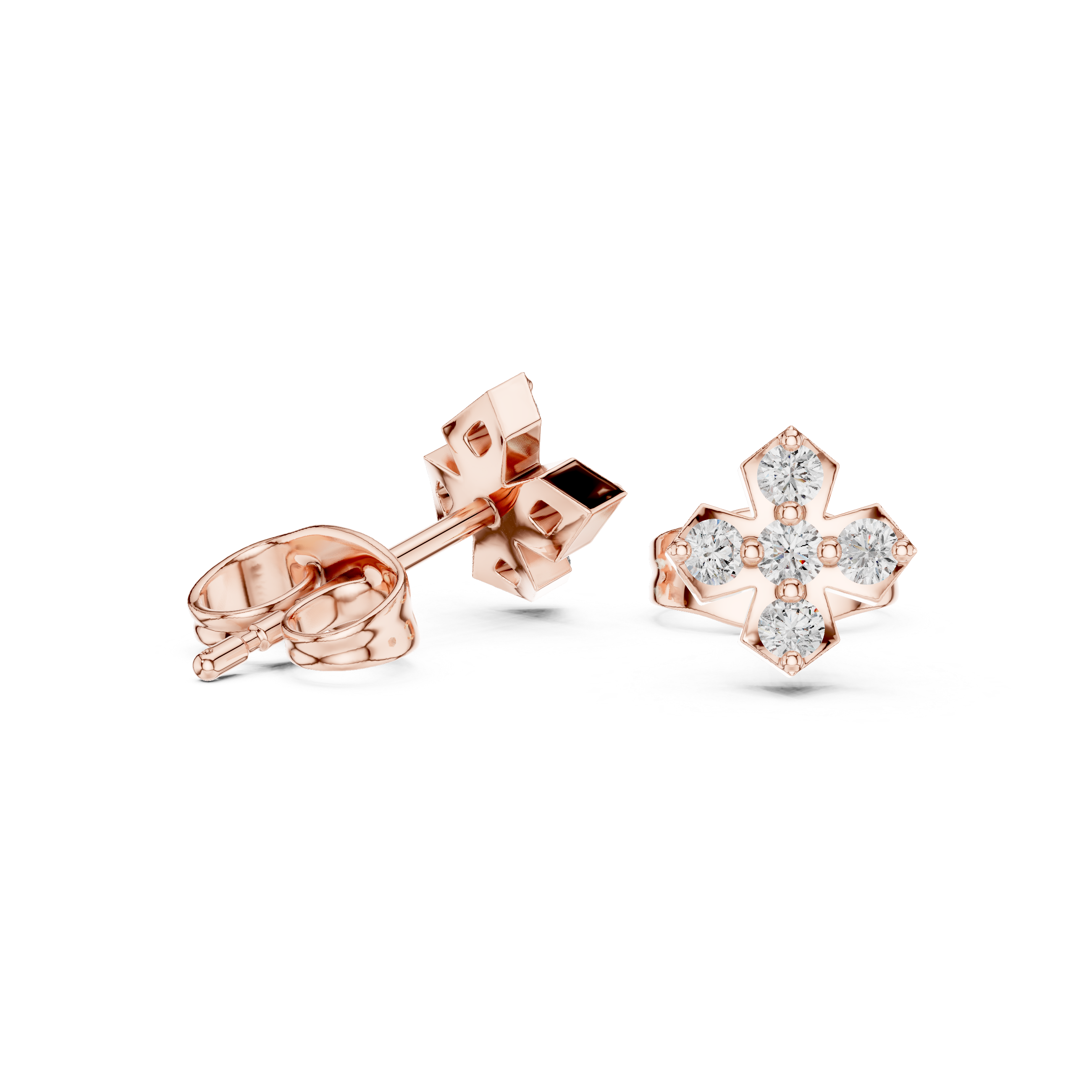 Modern Cross cluster Diamond Stud Earrings