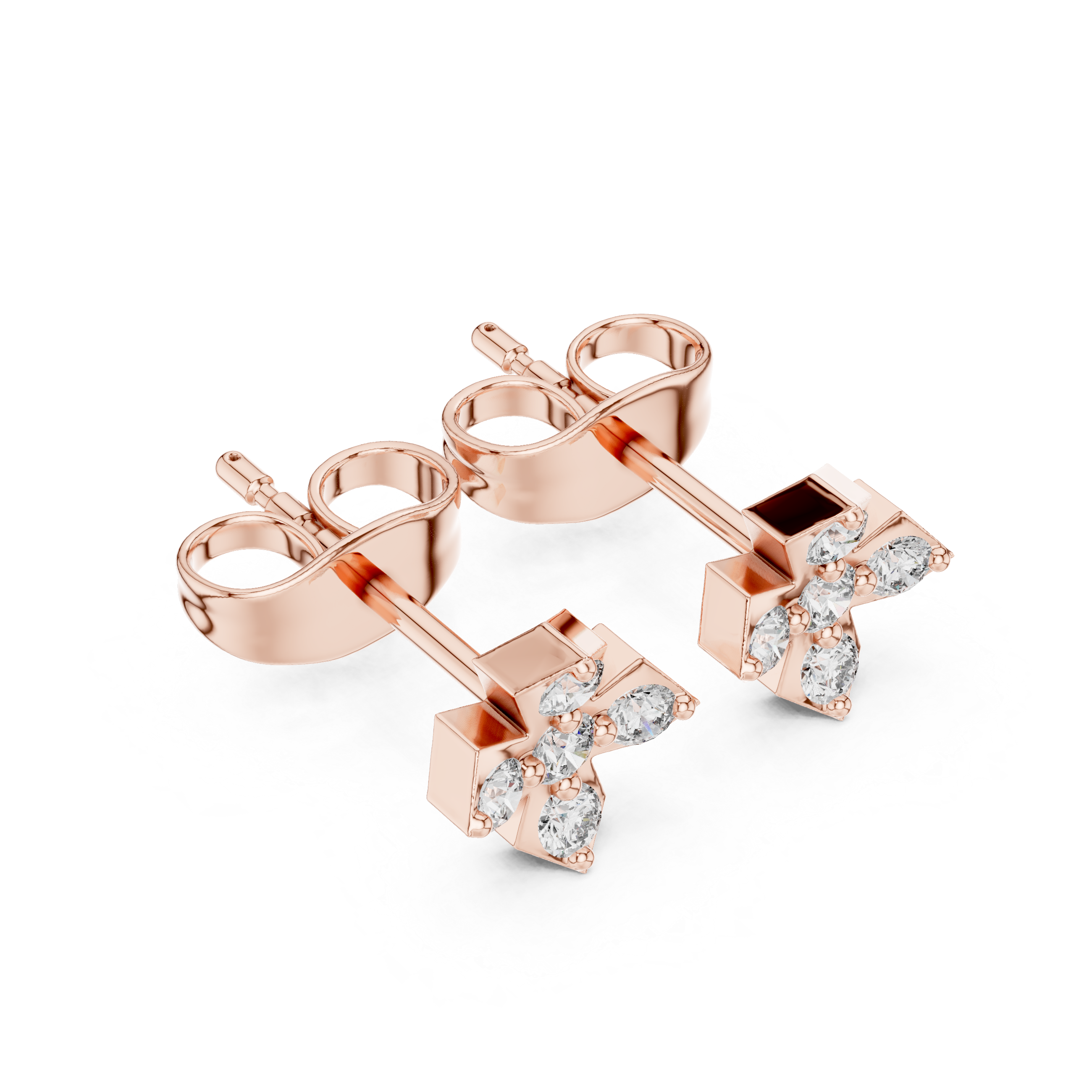 Modern Cross cluster Diamond Stud Earrings