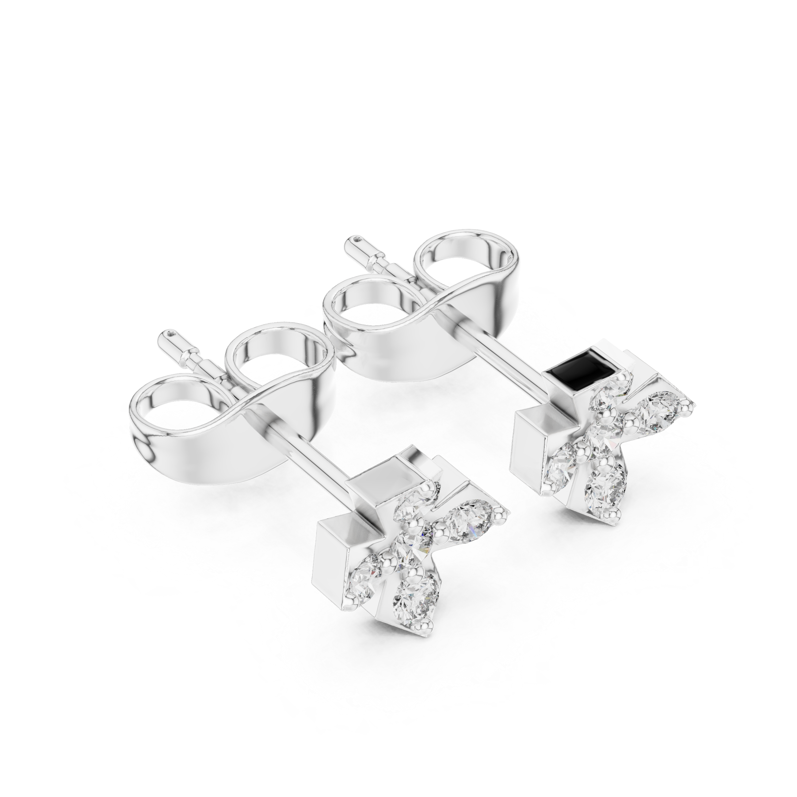 Modern Cross cluster Diamond Stud Earrings