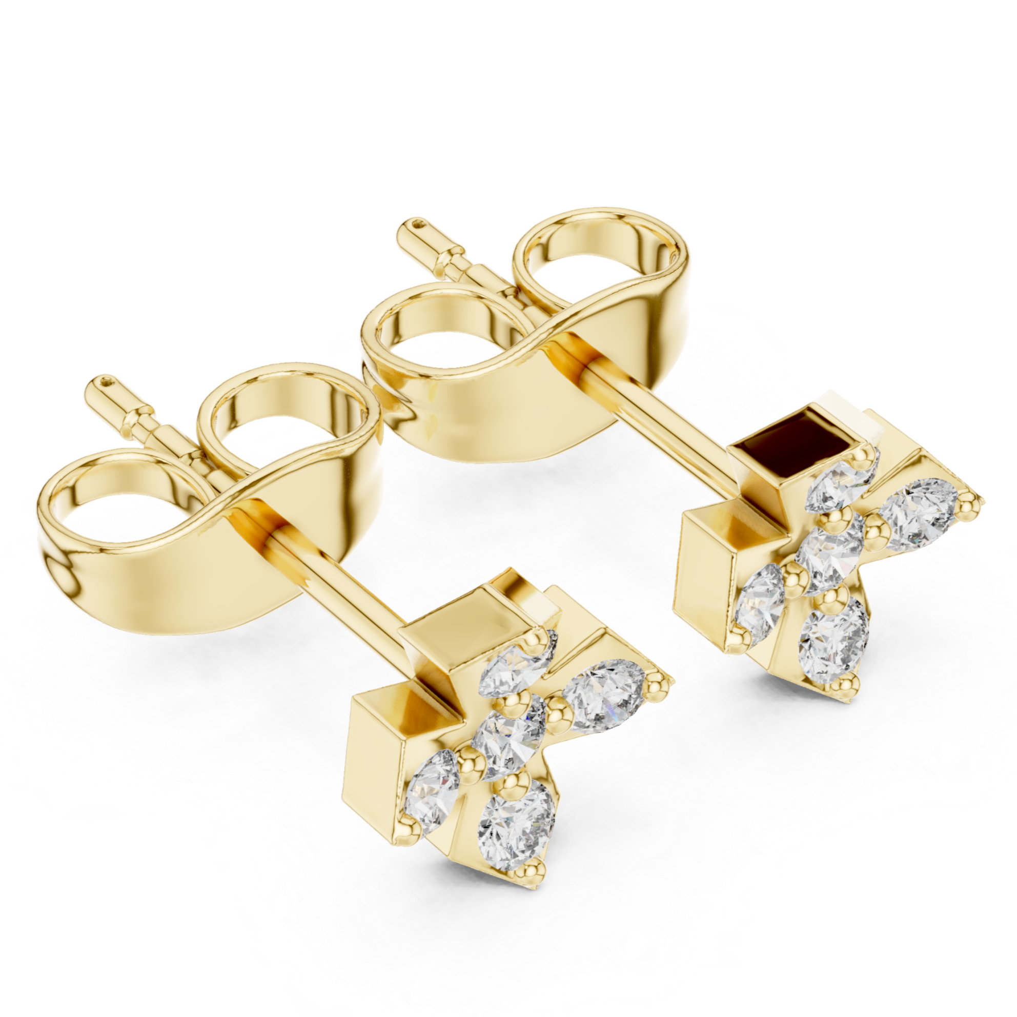Modern Cross cluster Diamond Stud Earrings