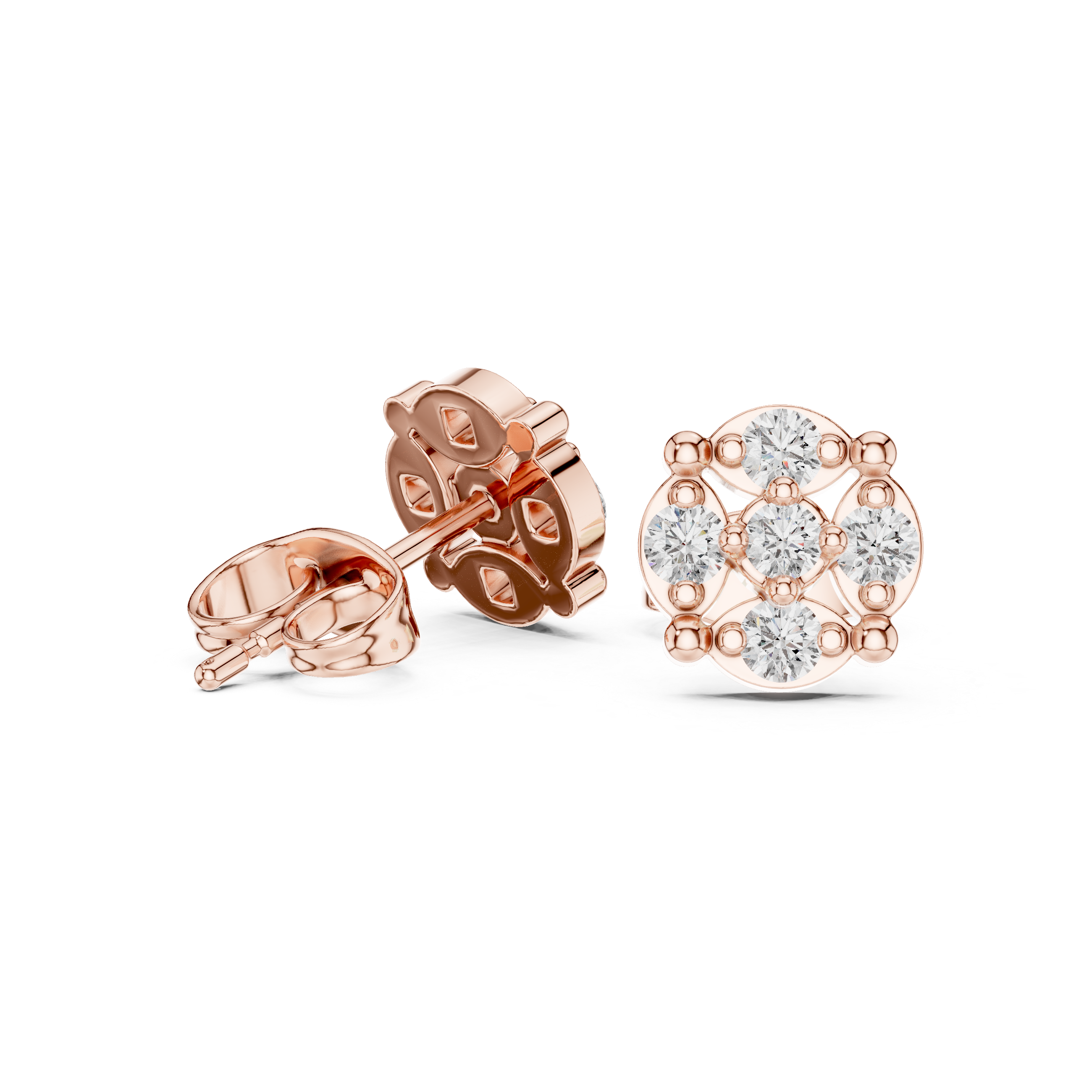 Classic Round Cluster Diamond Stud Earrings