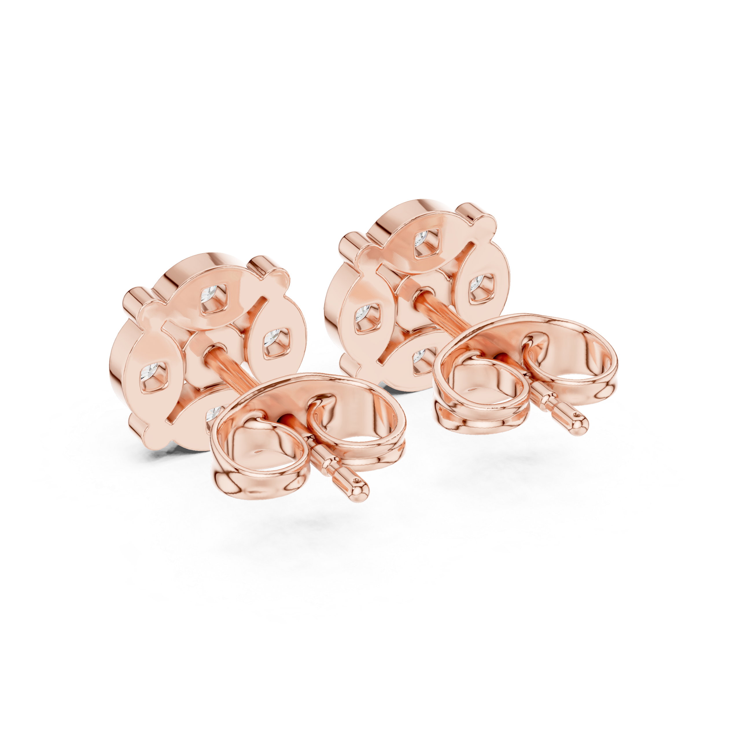 Classic Round Cluster Diamond Stud Earrings