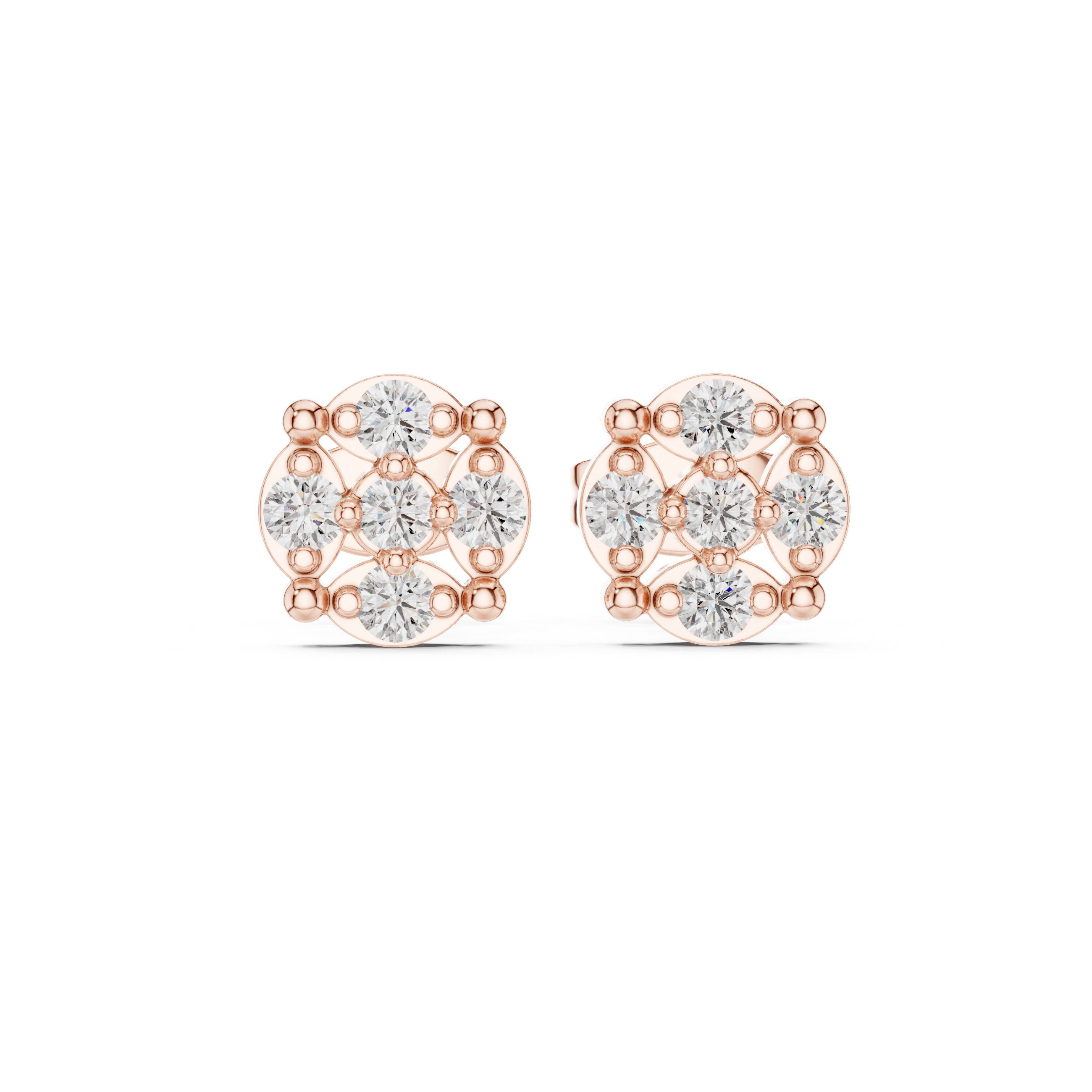 Classic Round Cluster Diamond Stud Earrings