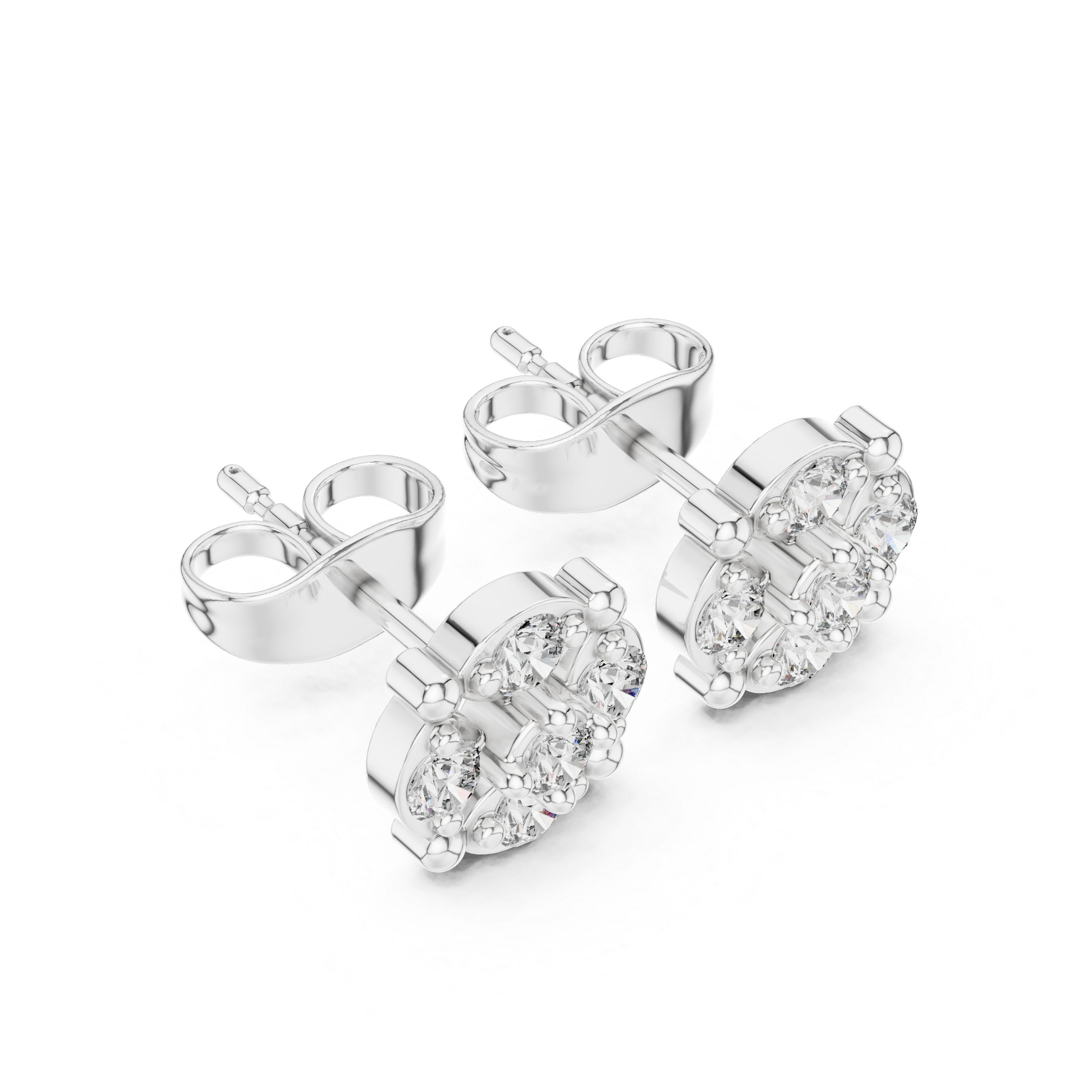Classic Round Cluster Diamond Stud Earrings