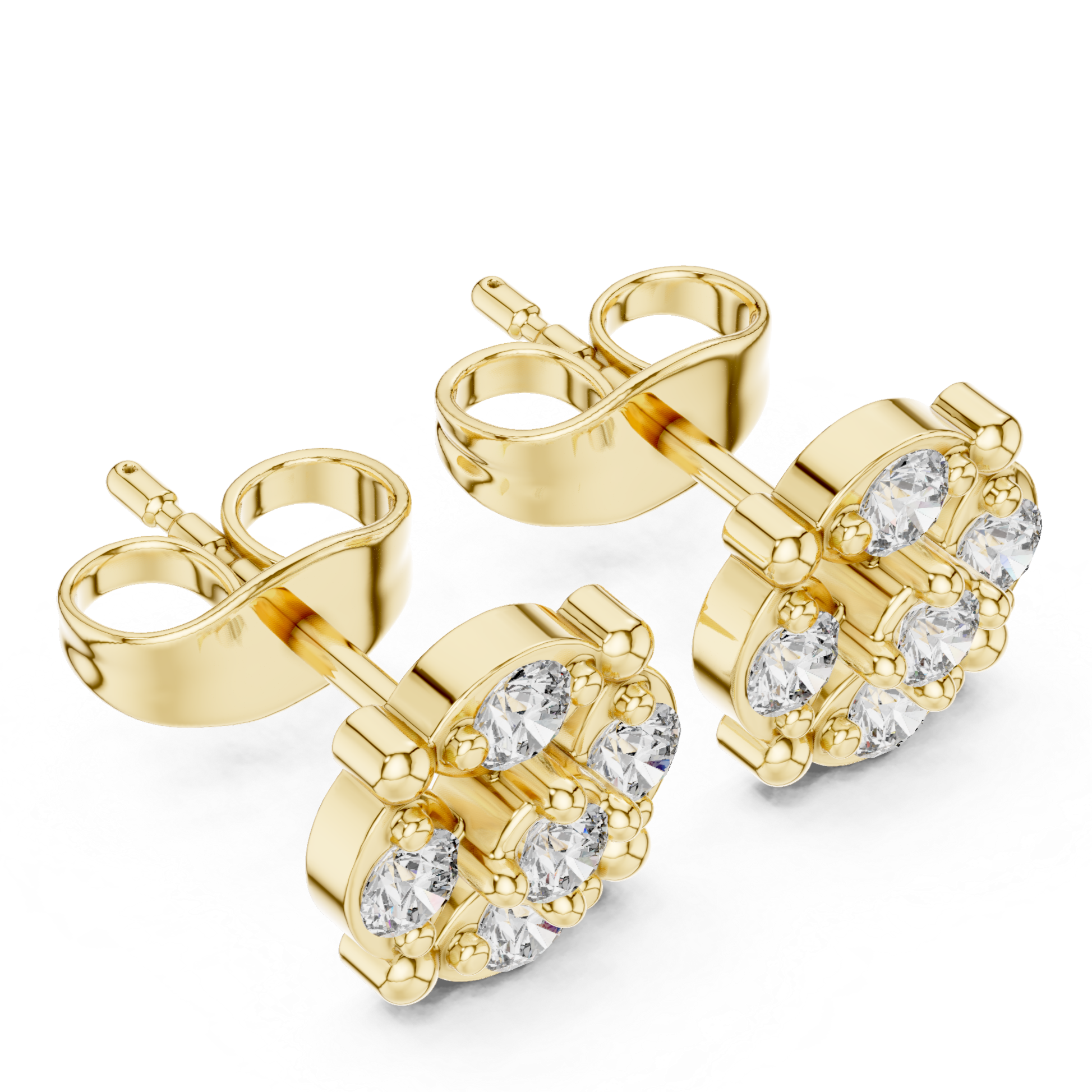 Classic Round Cluster Diamond Stud Earrings