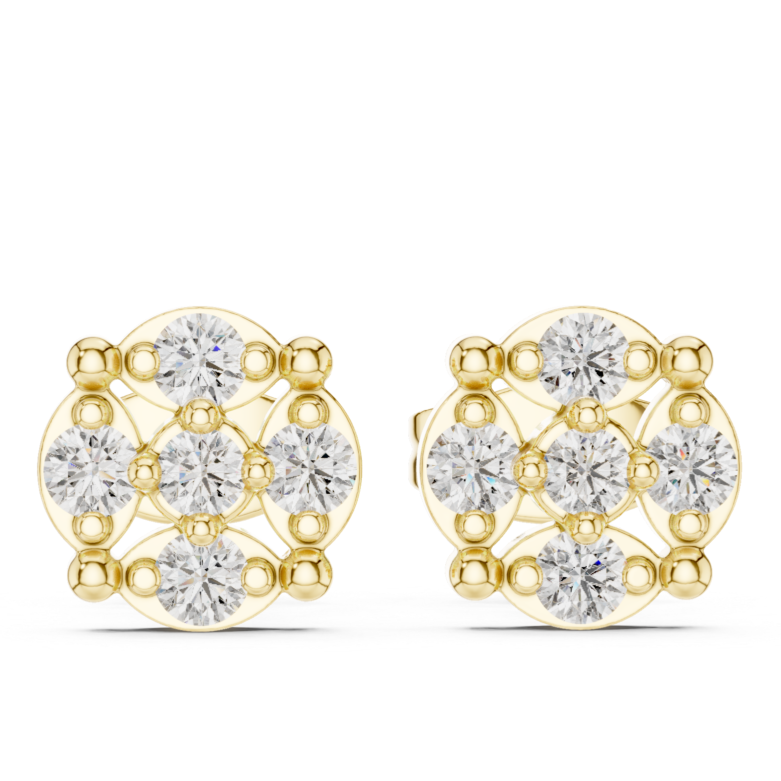 Classic Round Cluster Diamond Stud Earrings