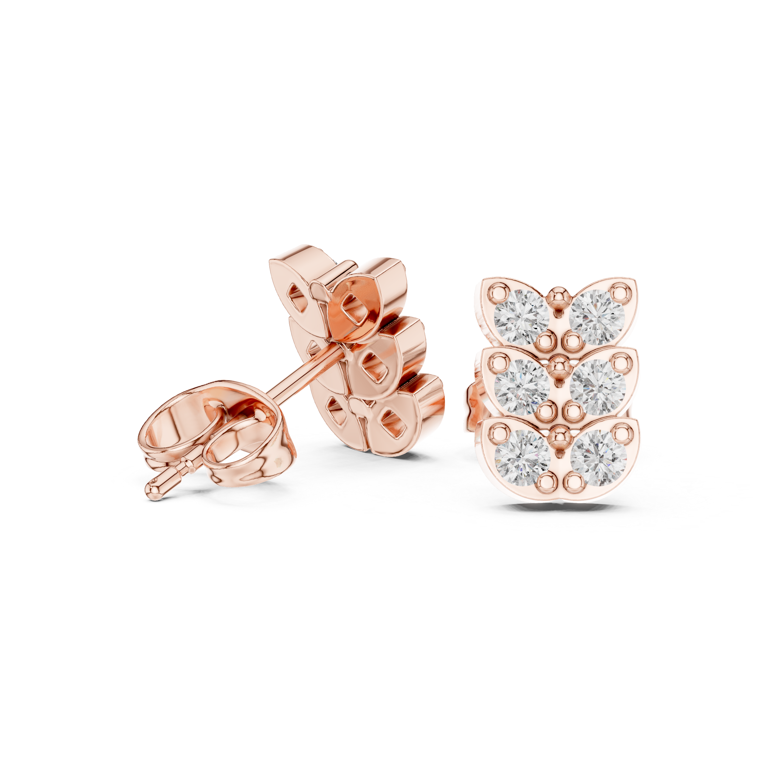Sparkling Floral Cluster Diamond Stud Earrings