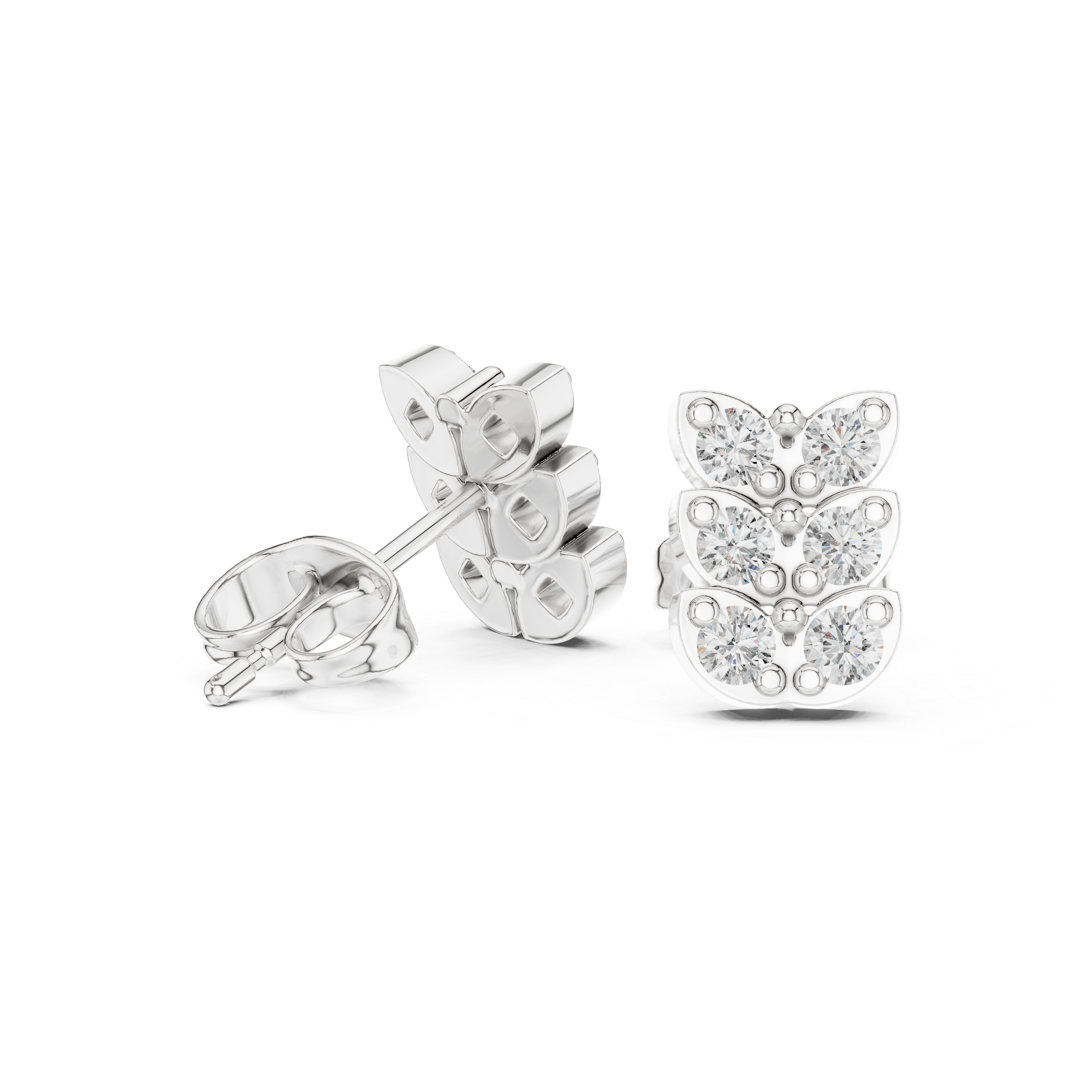 Sparkling Floral Cluster Diamond Stud Earrings