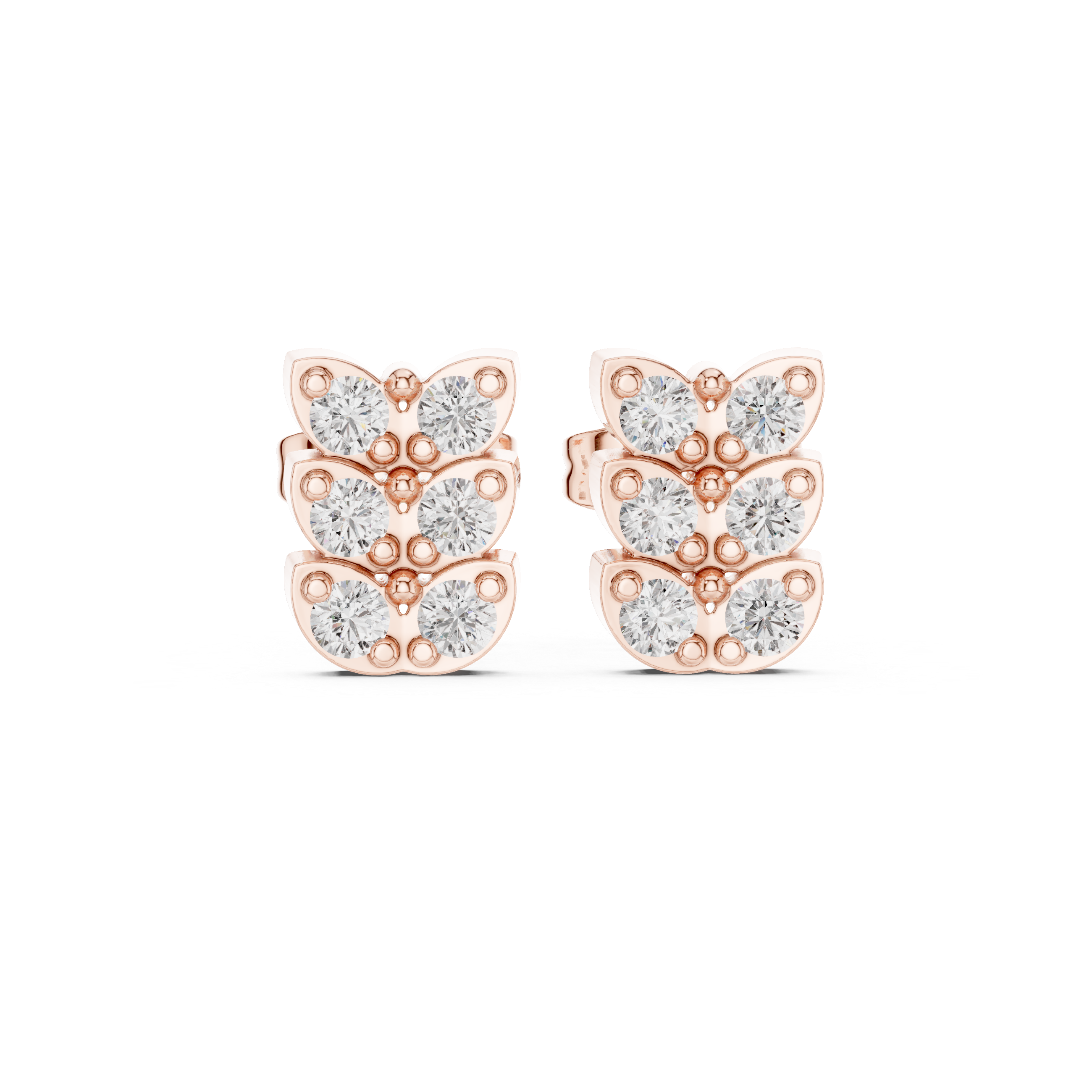 Sparkling Floral Cluster Diamond Stud Earrings