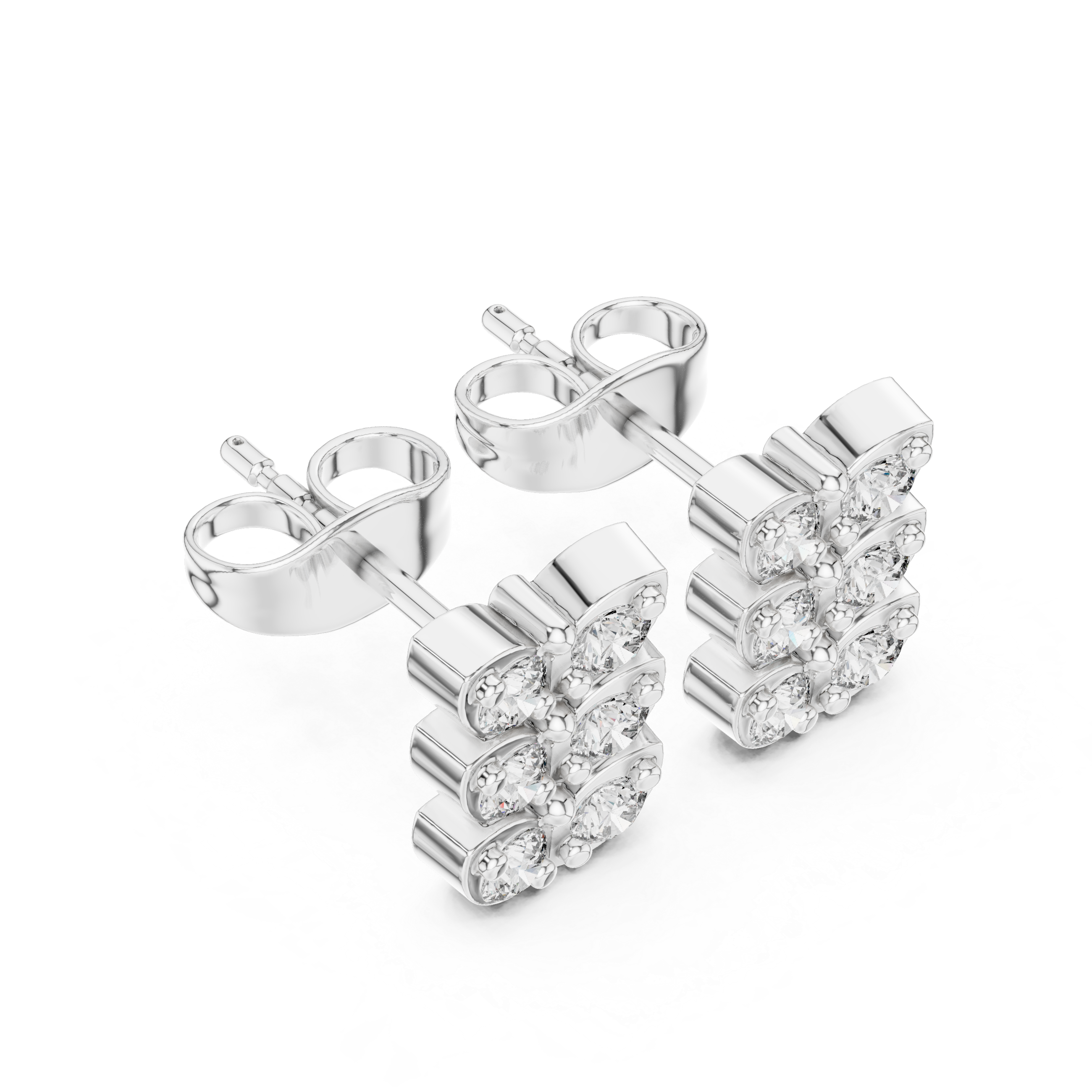 Sparkling Floral Cluster Diamond Stud Earrings