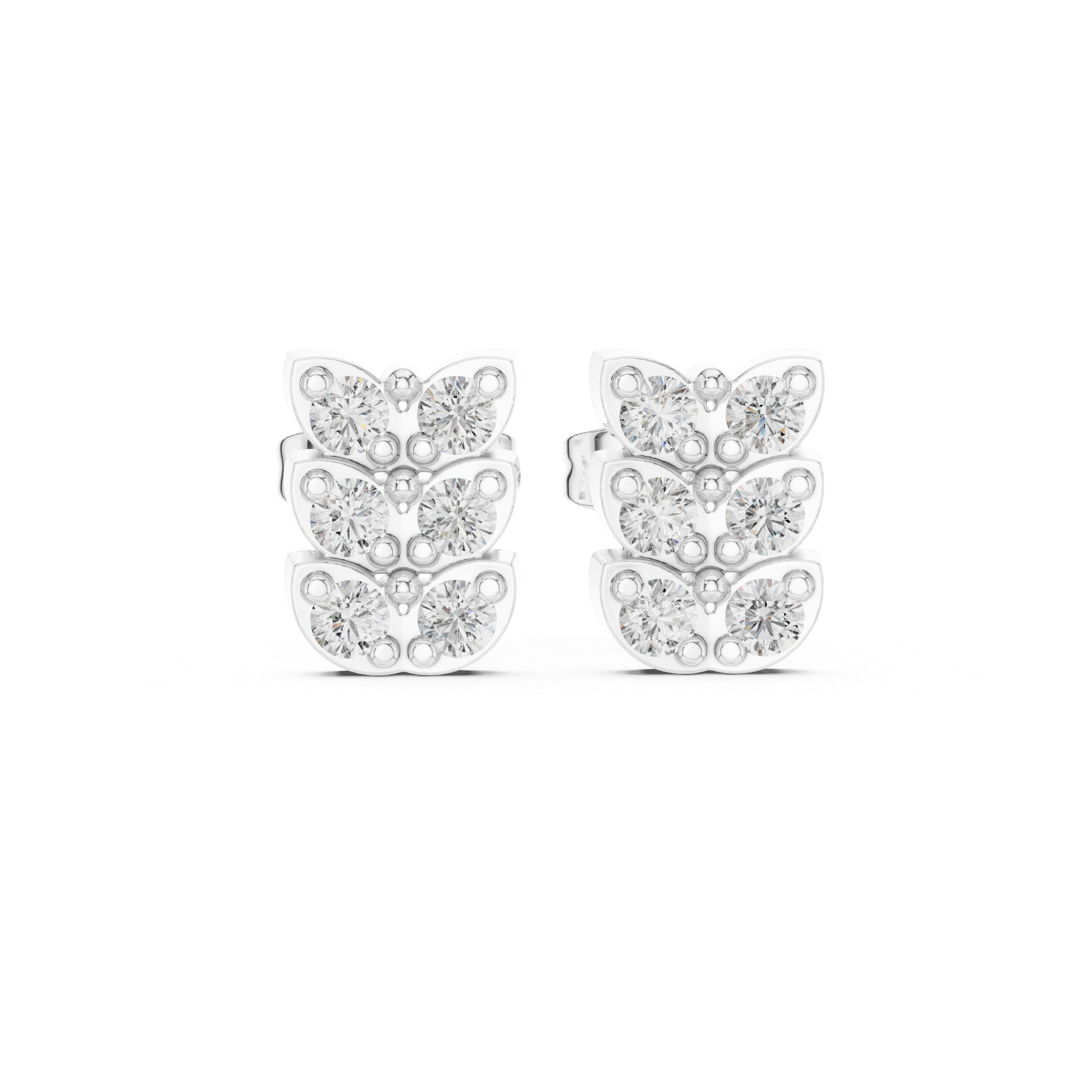 Sparkling Floral Cluster Diamond Stud Earrings