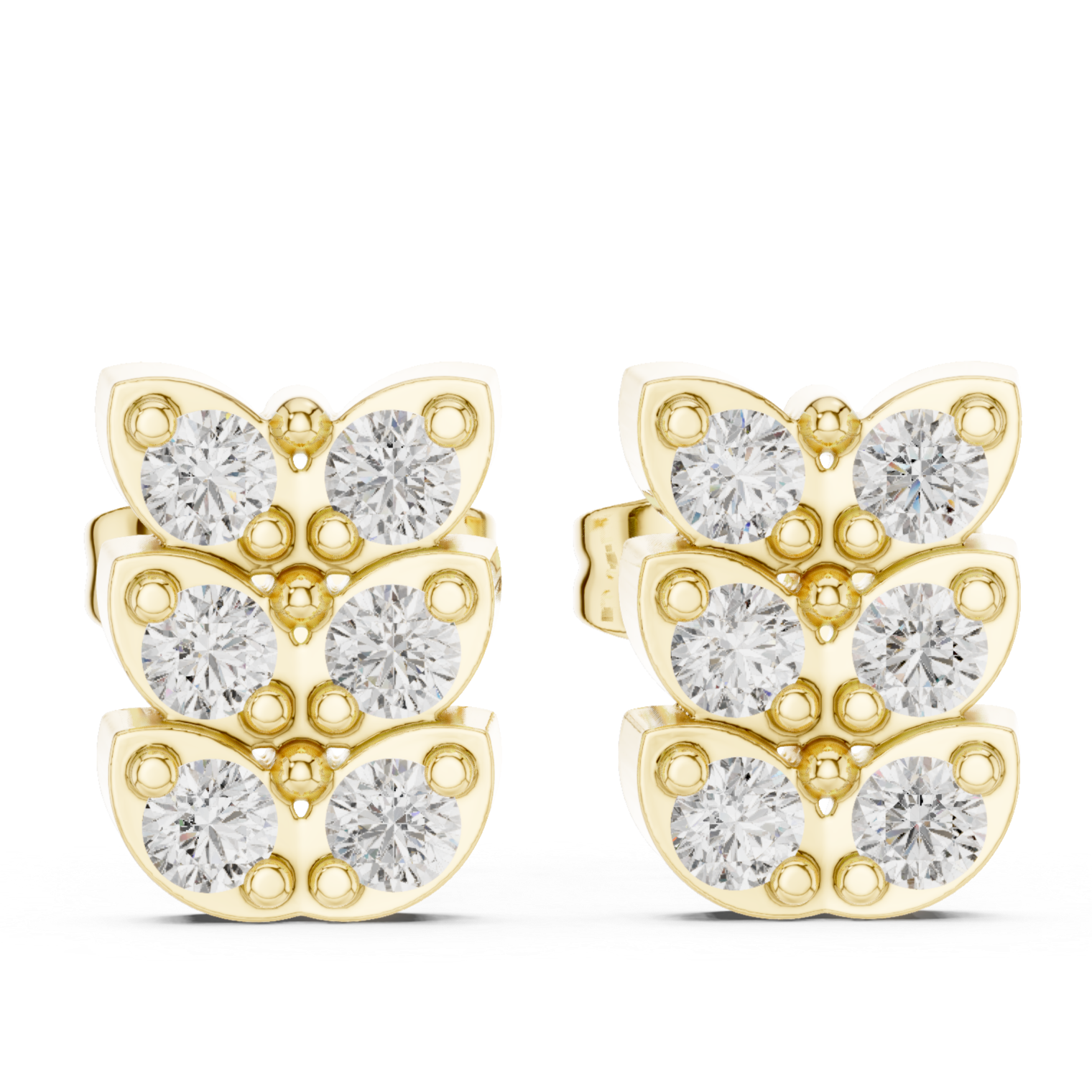 Sparkling Floral Cluster Diamond Stud Earrings