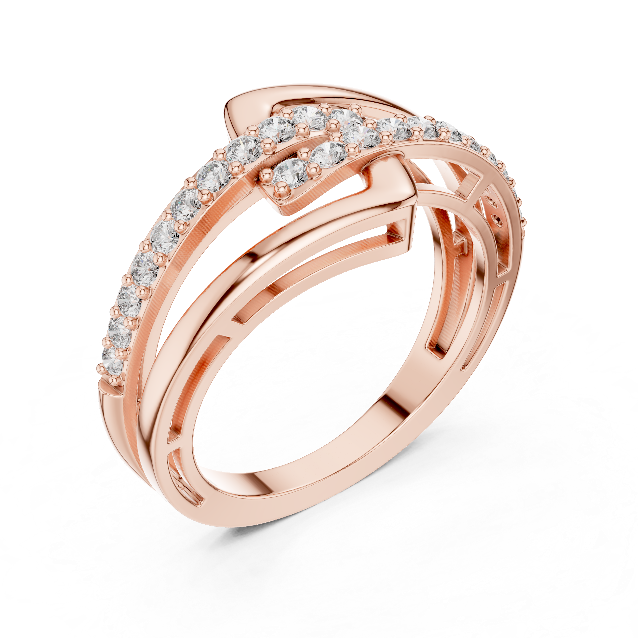 Modern Rose Gold Diamond Arrow Ring