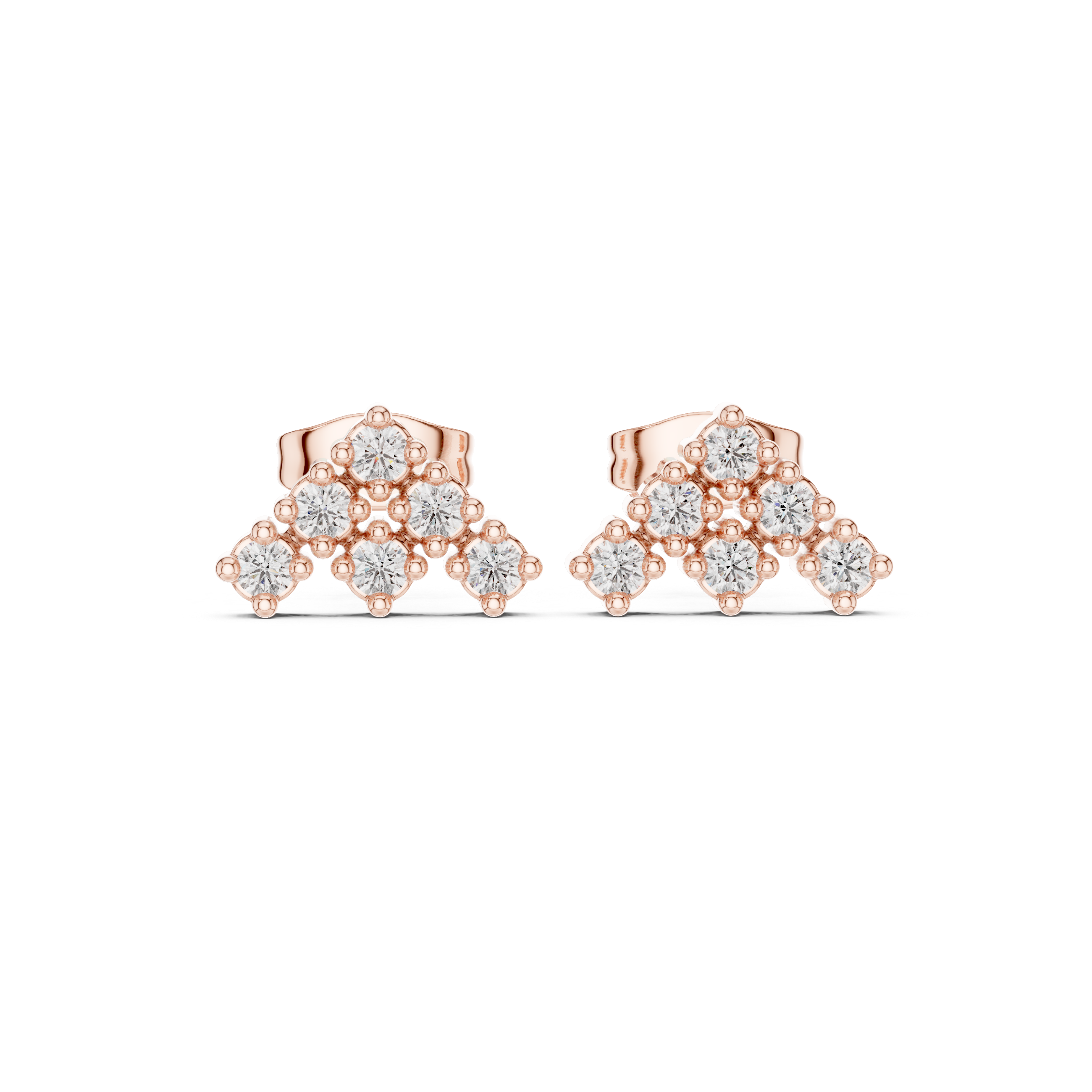 Cascading Cluster Diamond Stud Earrings