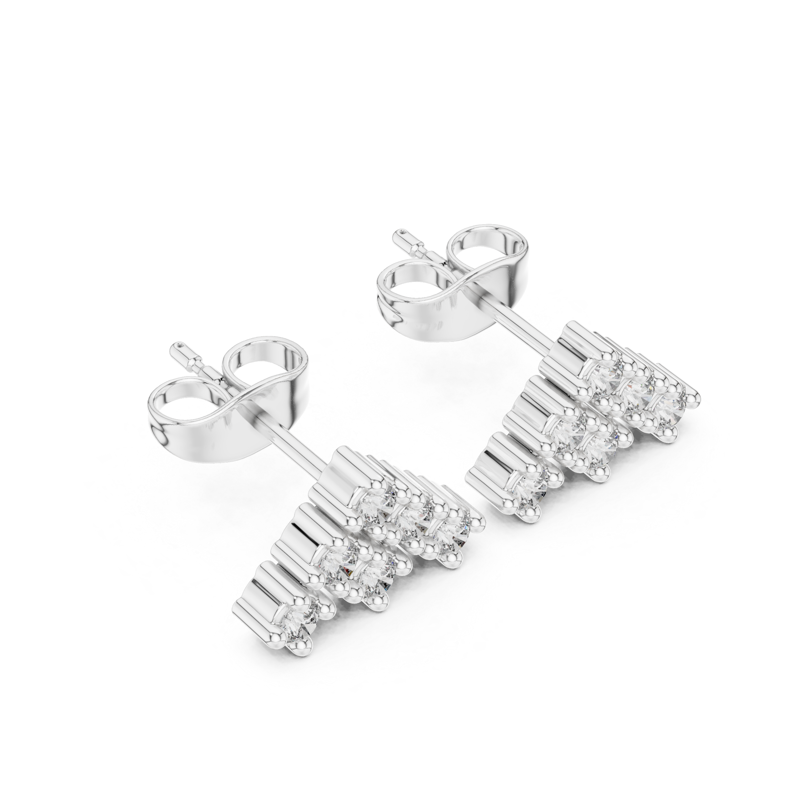 Cascading Cluster Diamond Stud Earrings