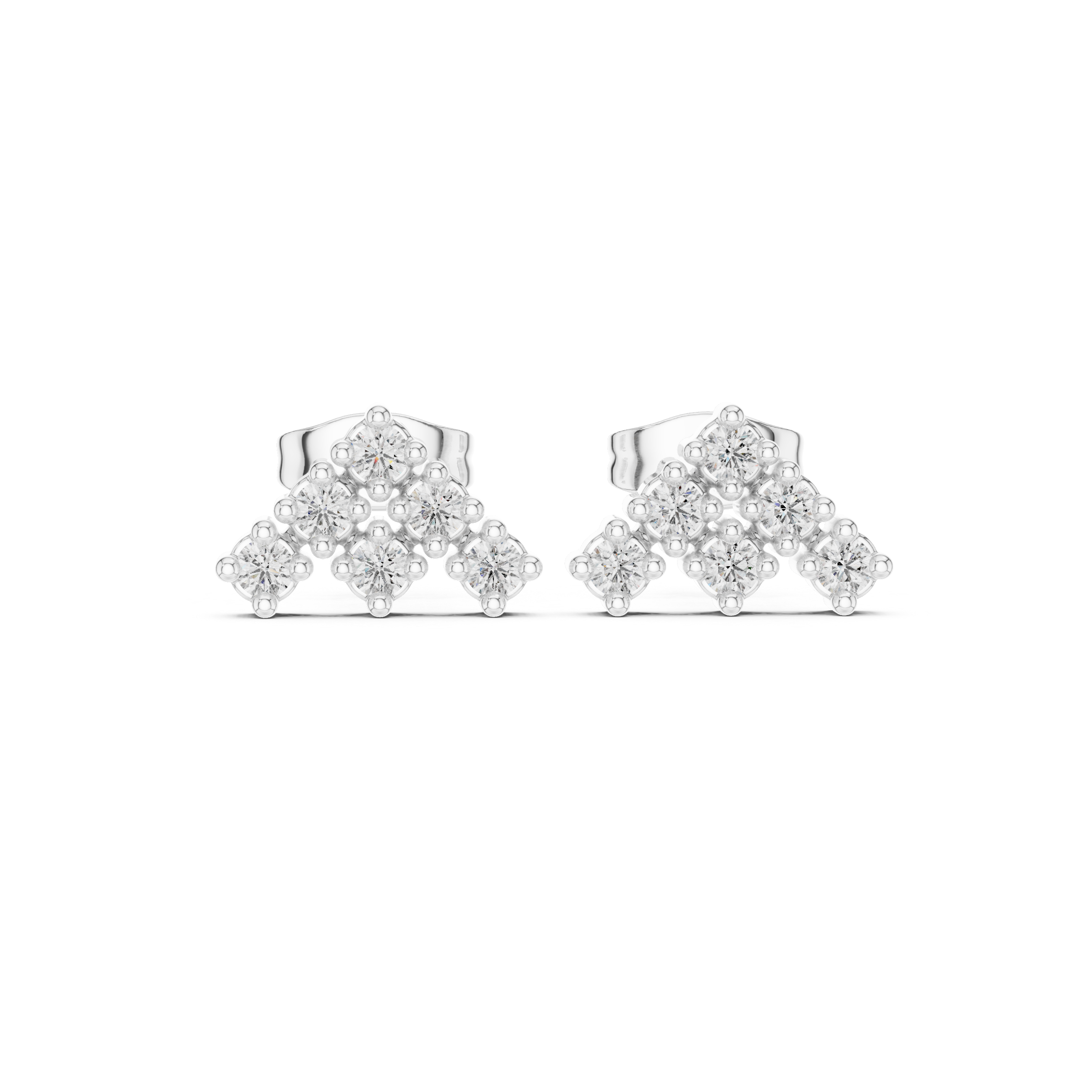 Cascading Cluster Diamond Stud Earrings