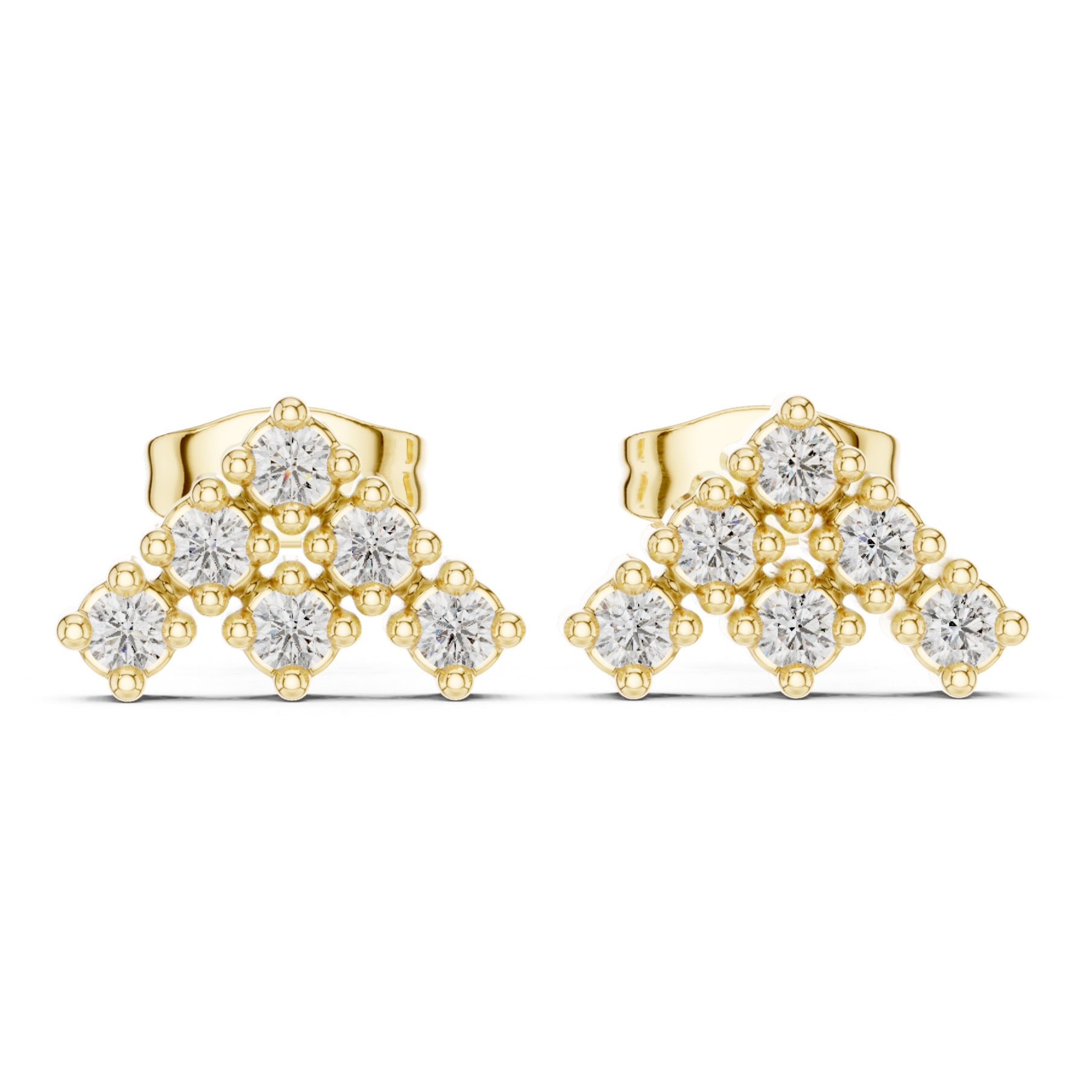 Cascading Cluster Diamond Stud Earrings