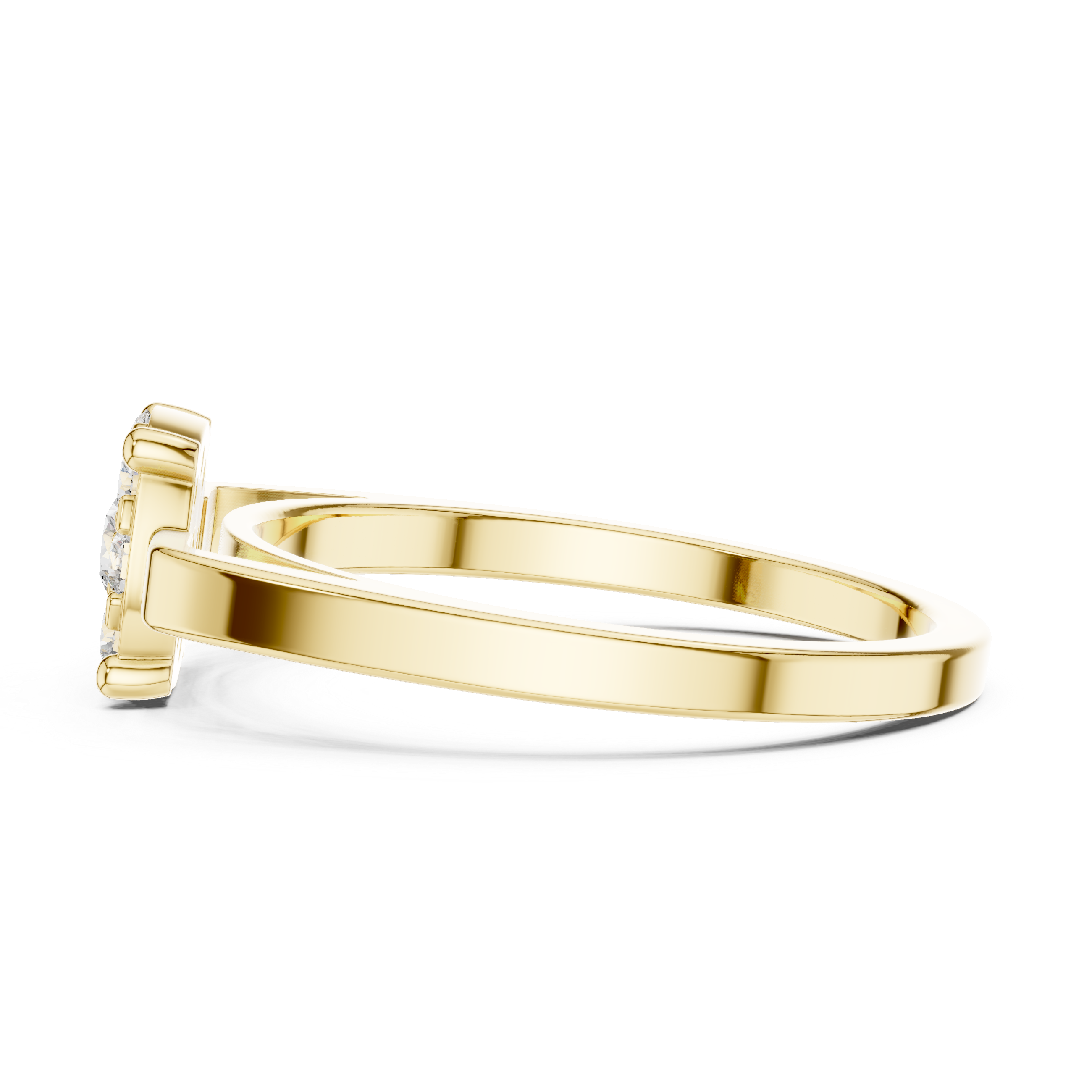 Round diamond halo with a split shank band.