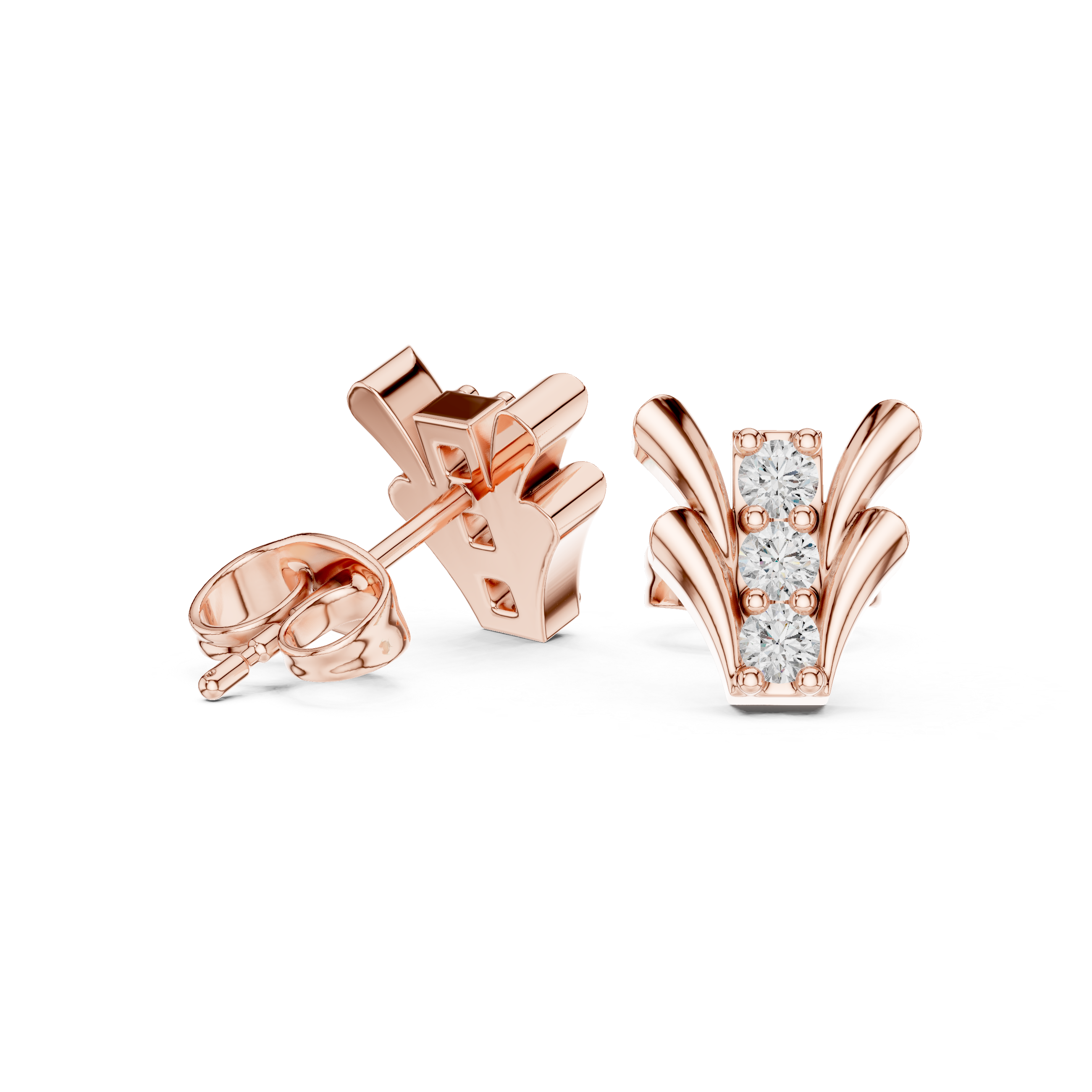 V-Shaped Diamond Stud Earrings