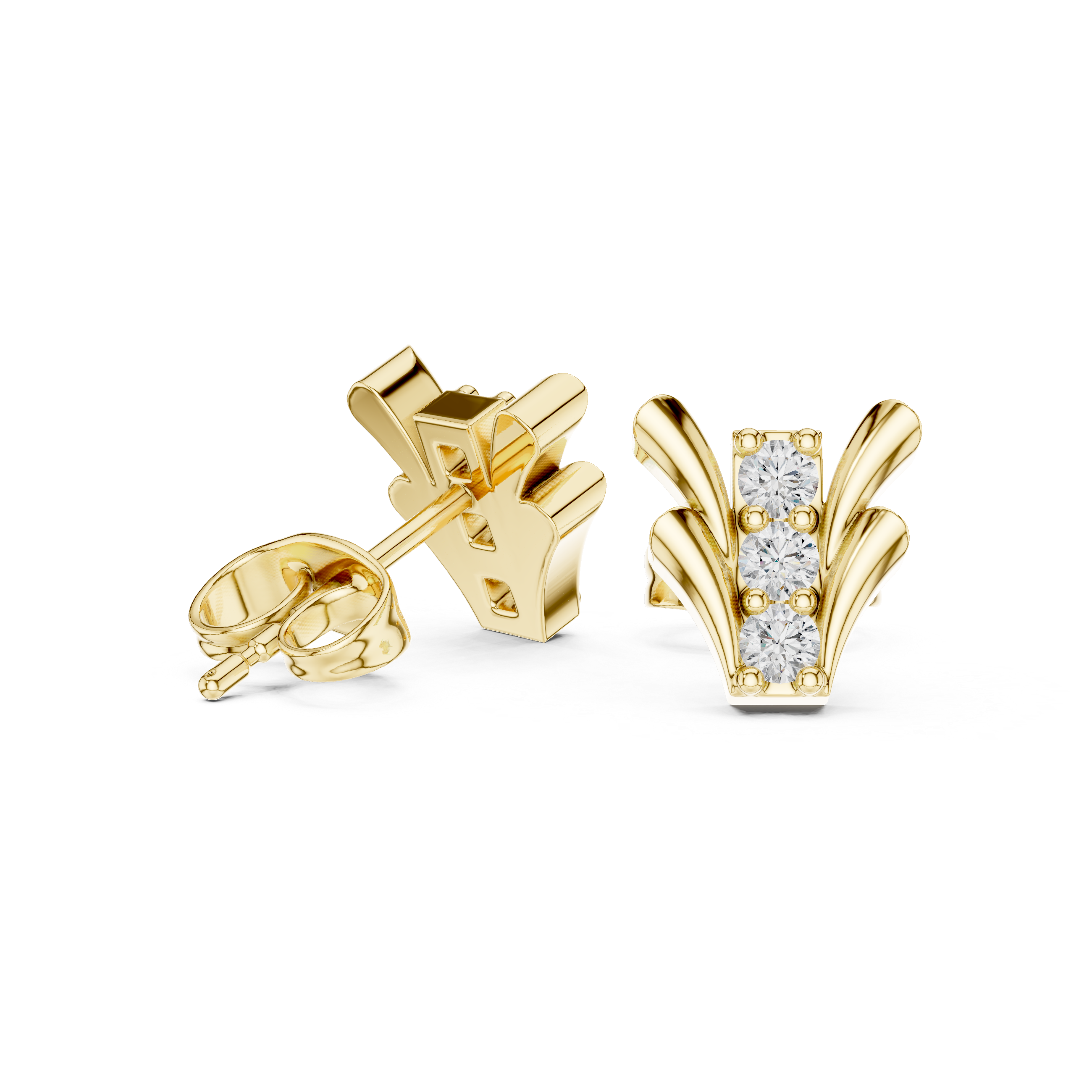 V-Shaped Diamond Stud Earrings