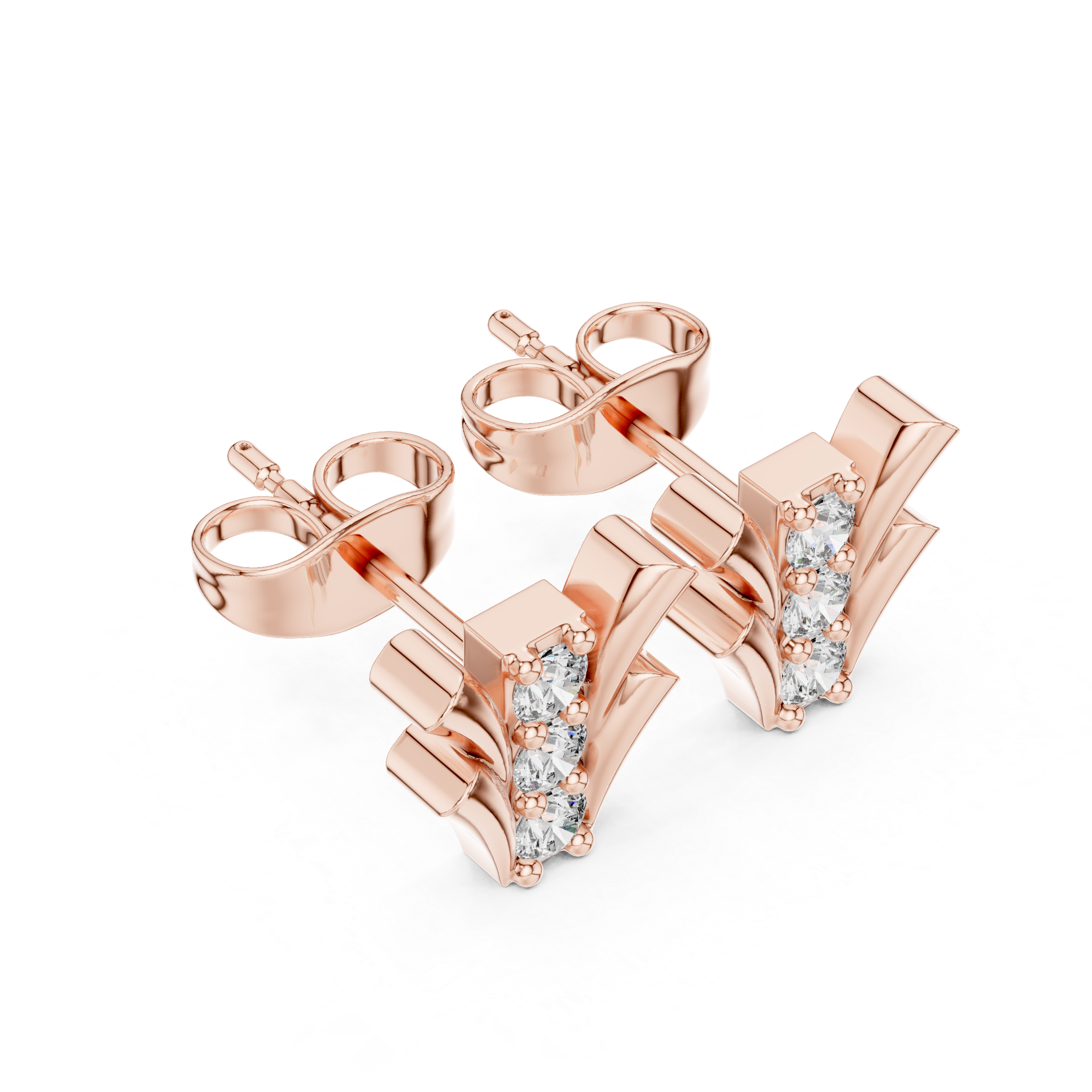 V-Shaped Diamond Stud Earrings