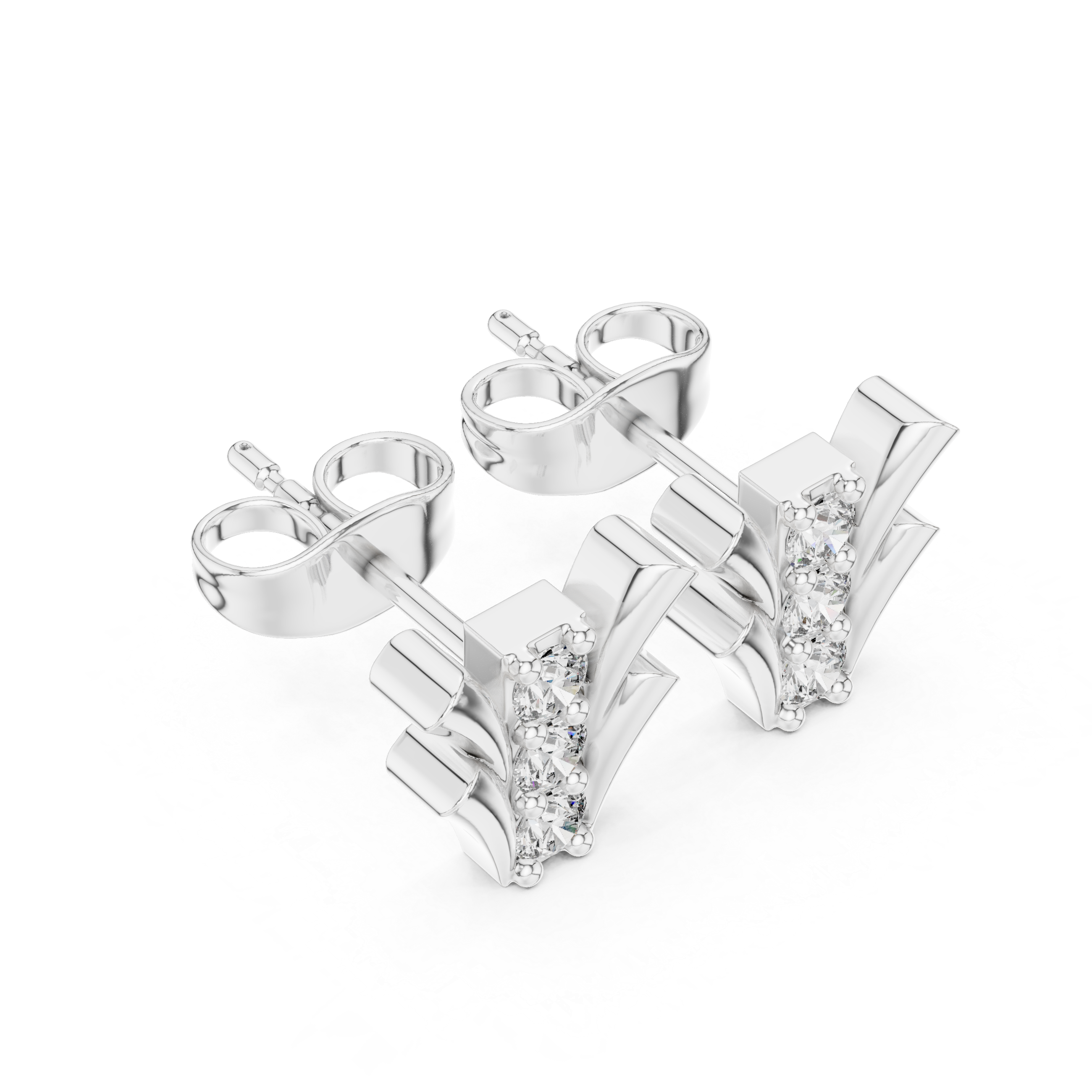 V-Shaped Diamond Stud Earrings