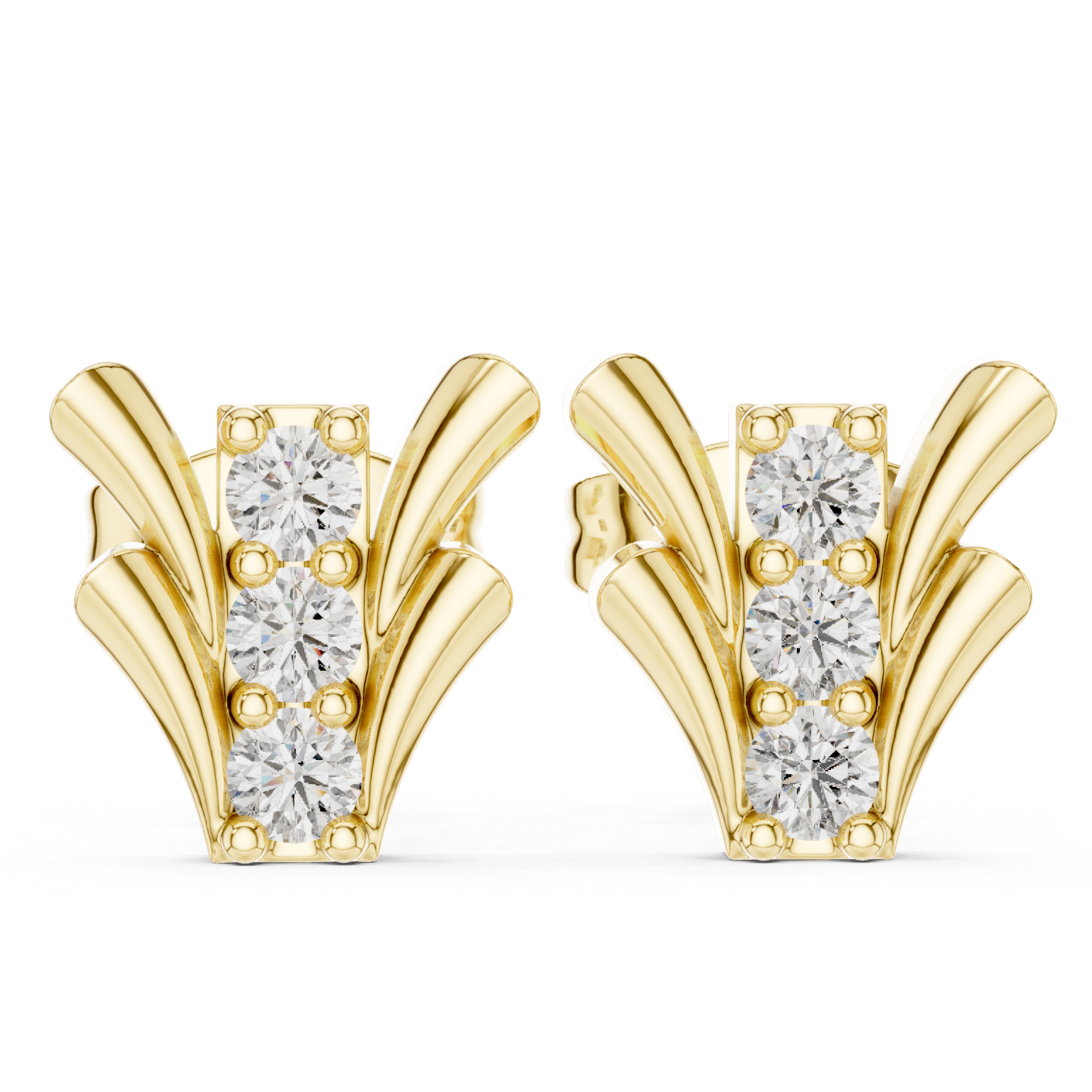 V-Shaped Diamond Stud Earrings