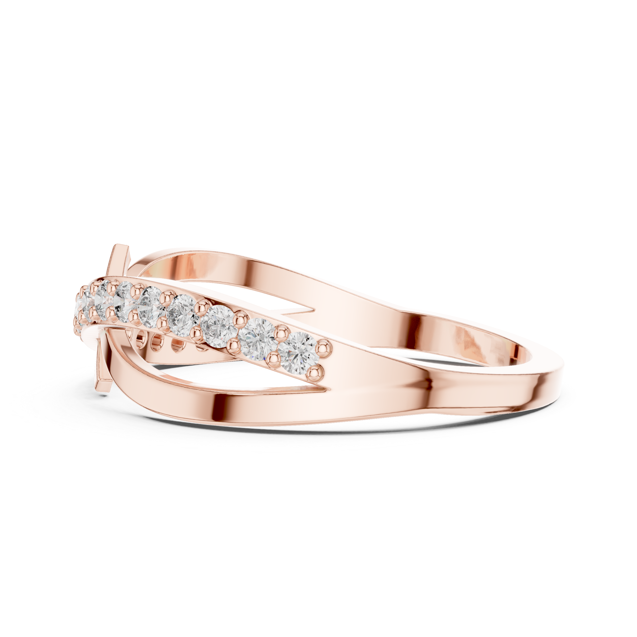Infinity ring with a diamond-studded band