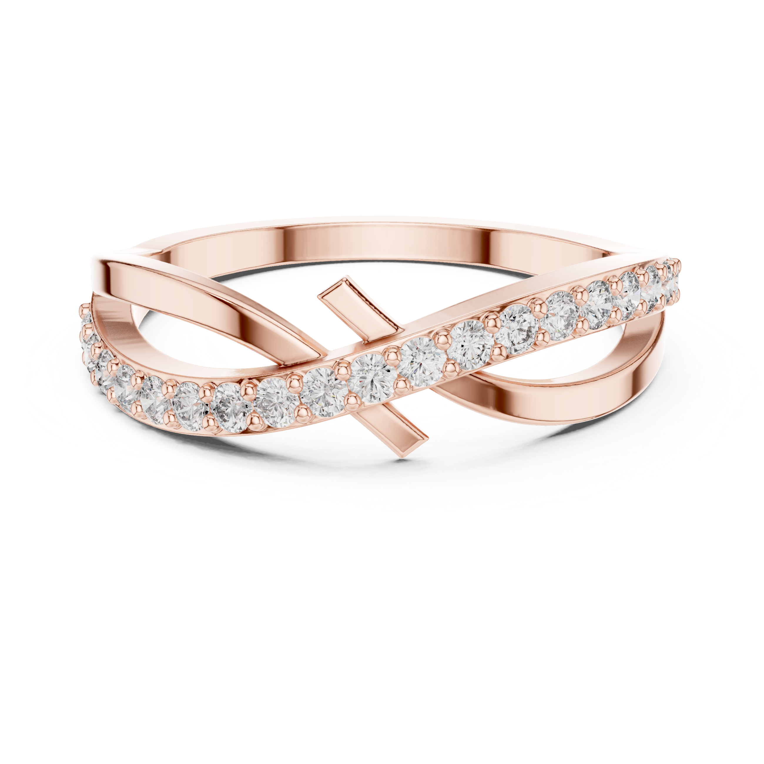 Infinity ring with a diamond-studded band
