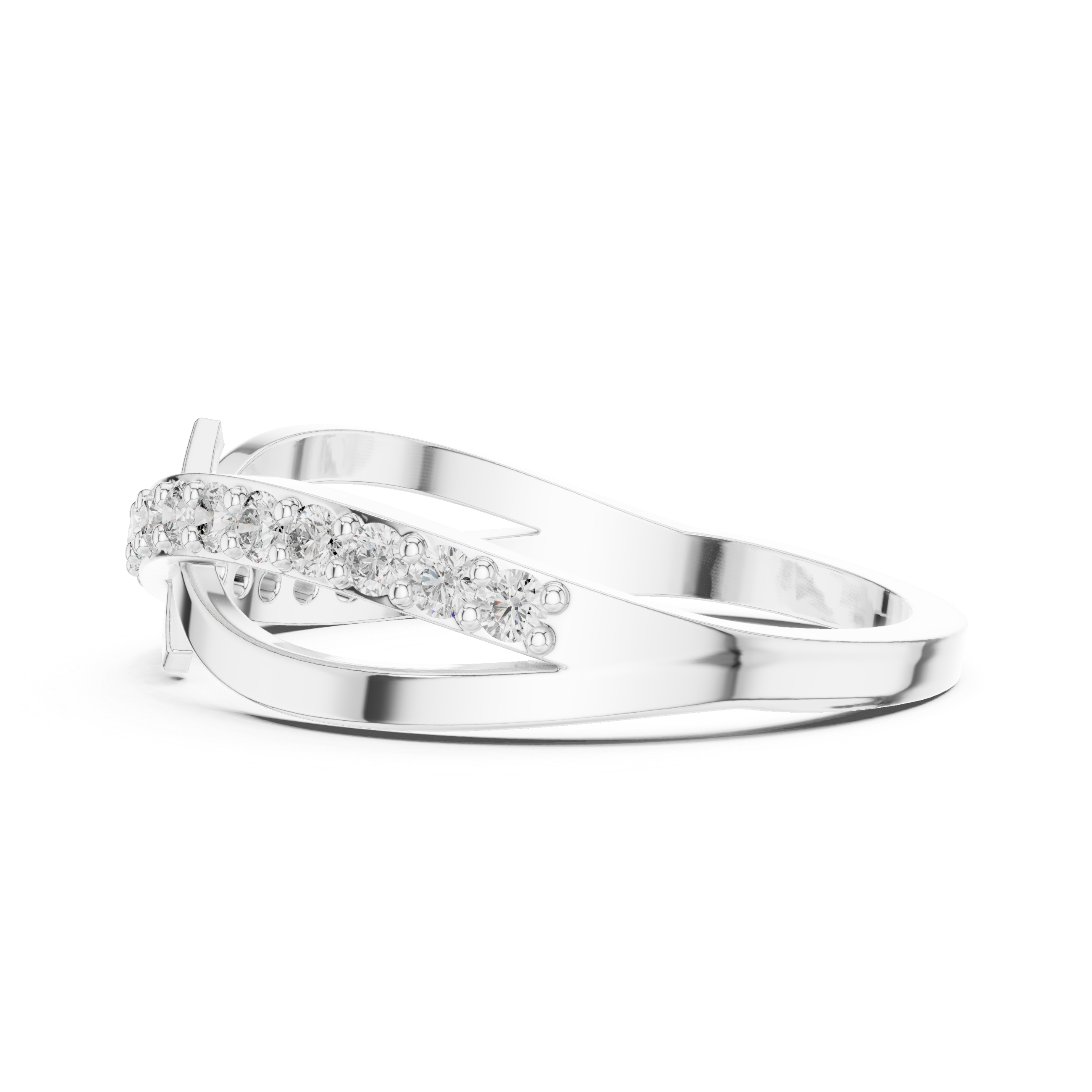 Infinity ring with a diamond-studded band