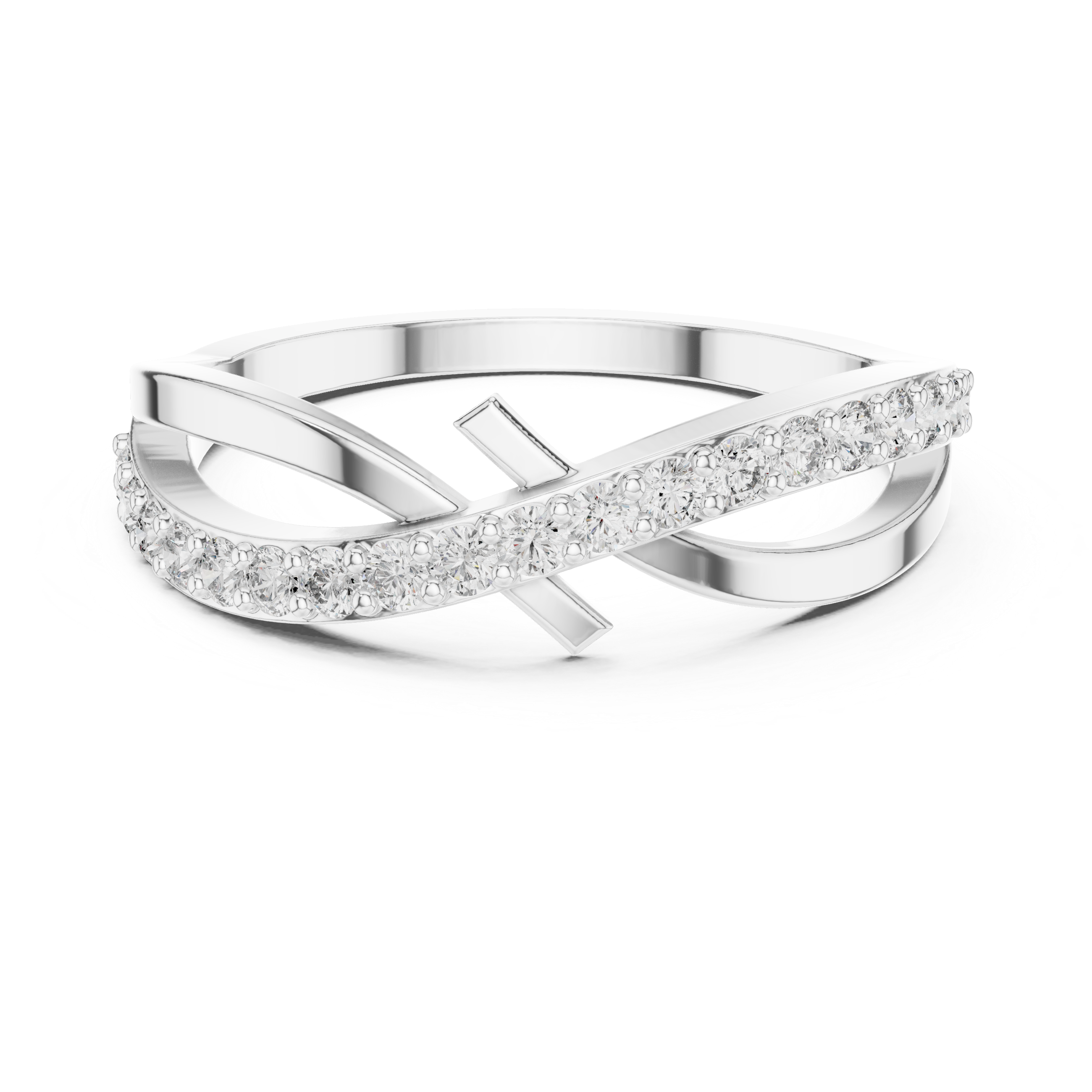 Infinity ring with a diamond-studded band