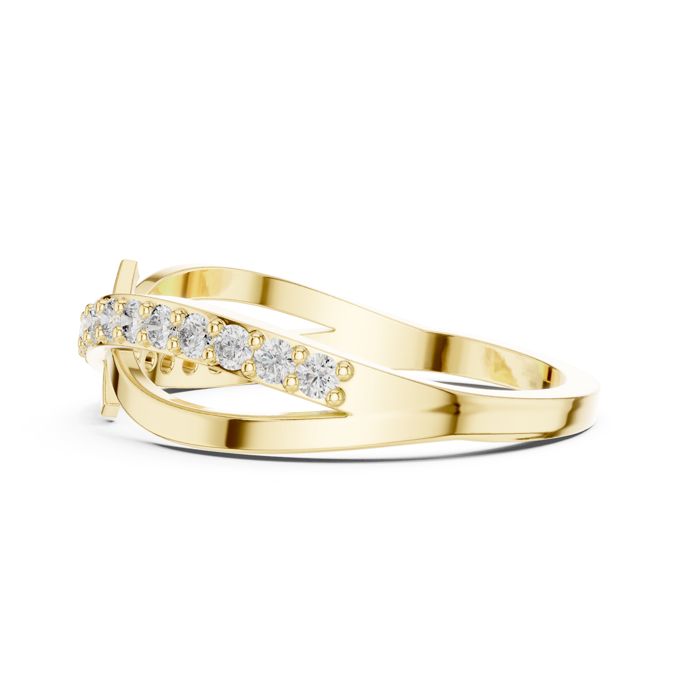 Infinity ring with a diamond-studded band