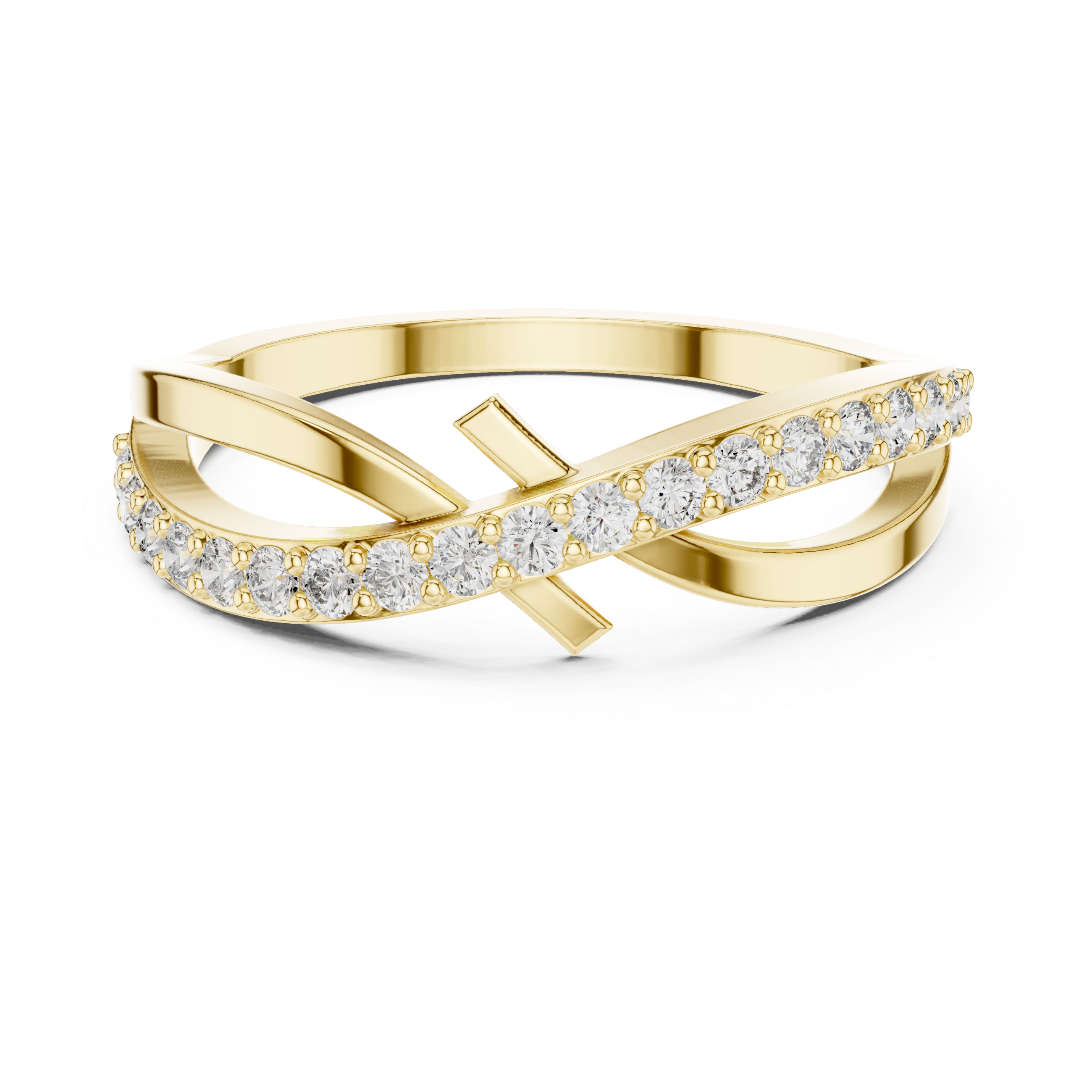 Infinity ring with a diamond-studded band