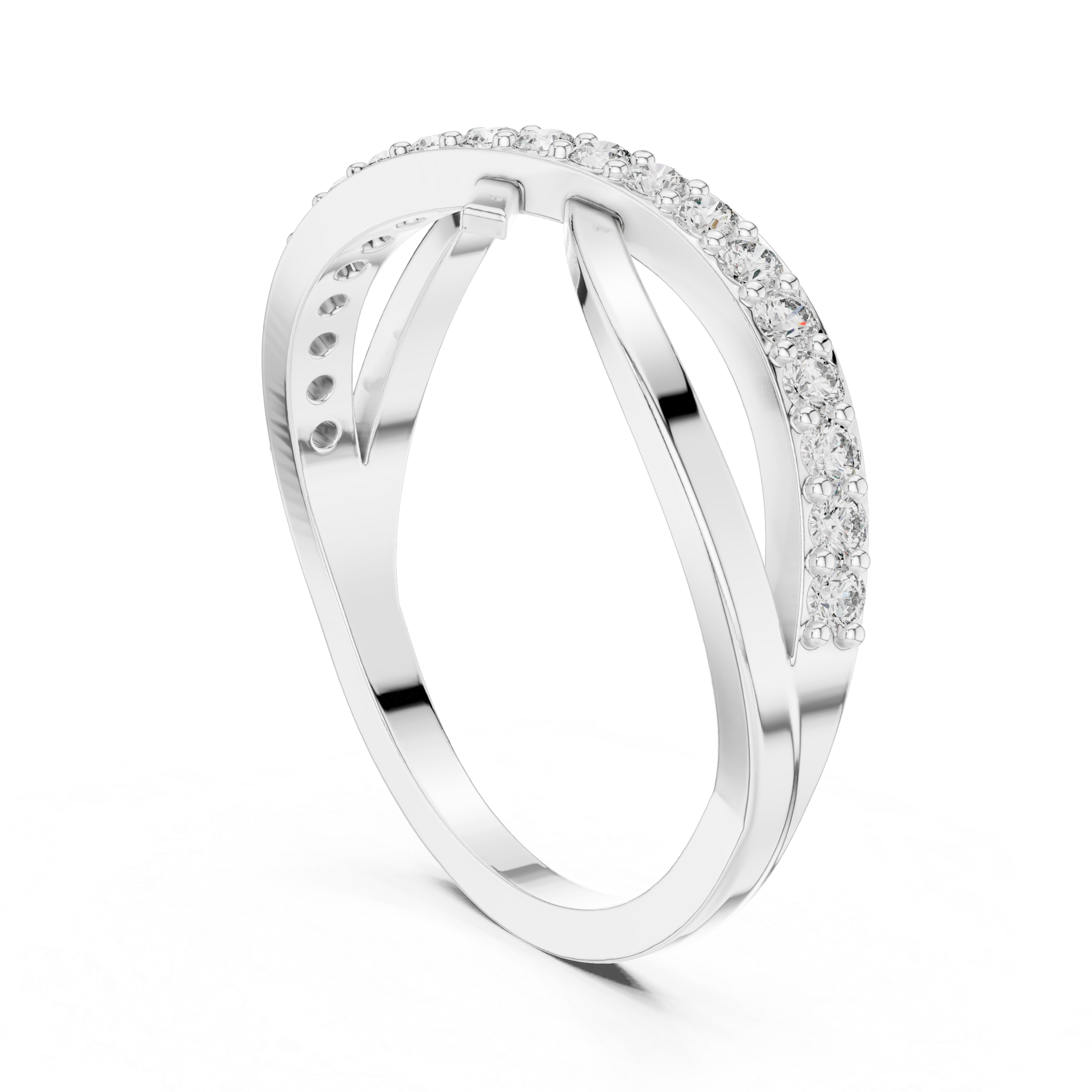 Infinity ring with a diamond-studded band