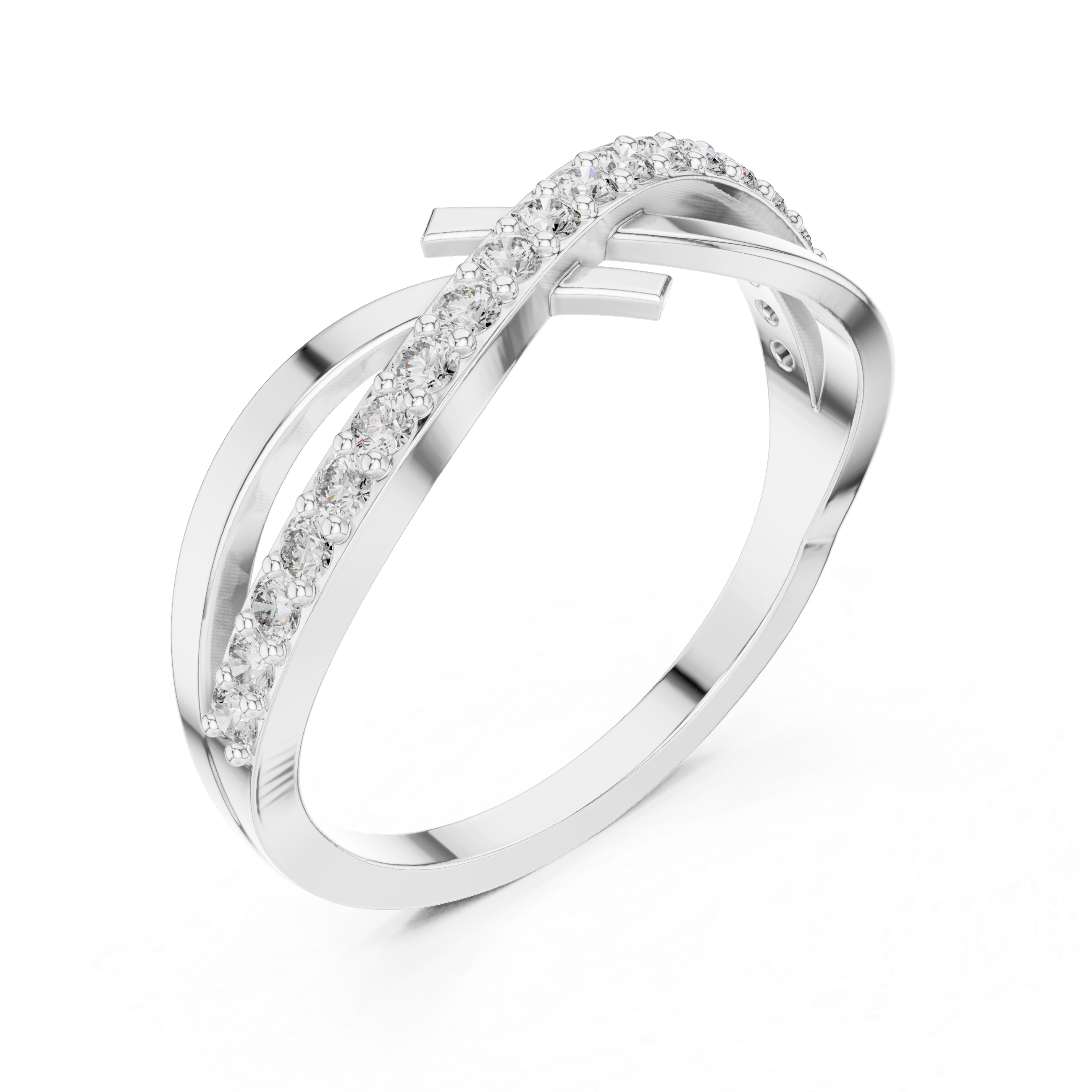 Infinity ring with a diamond-studded band