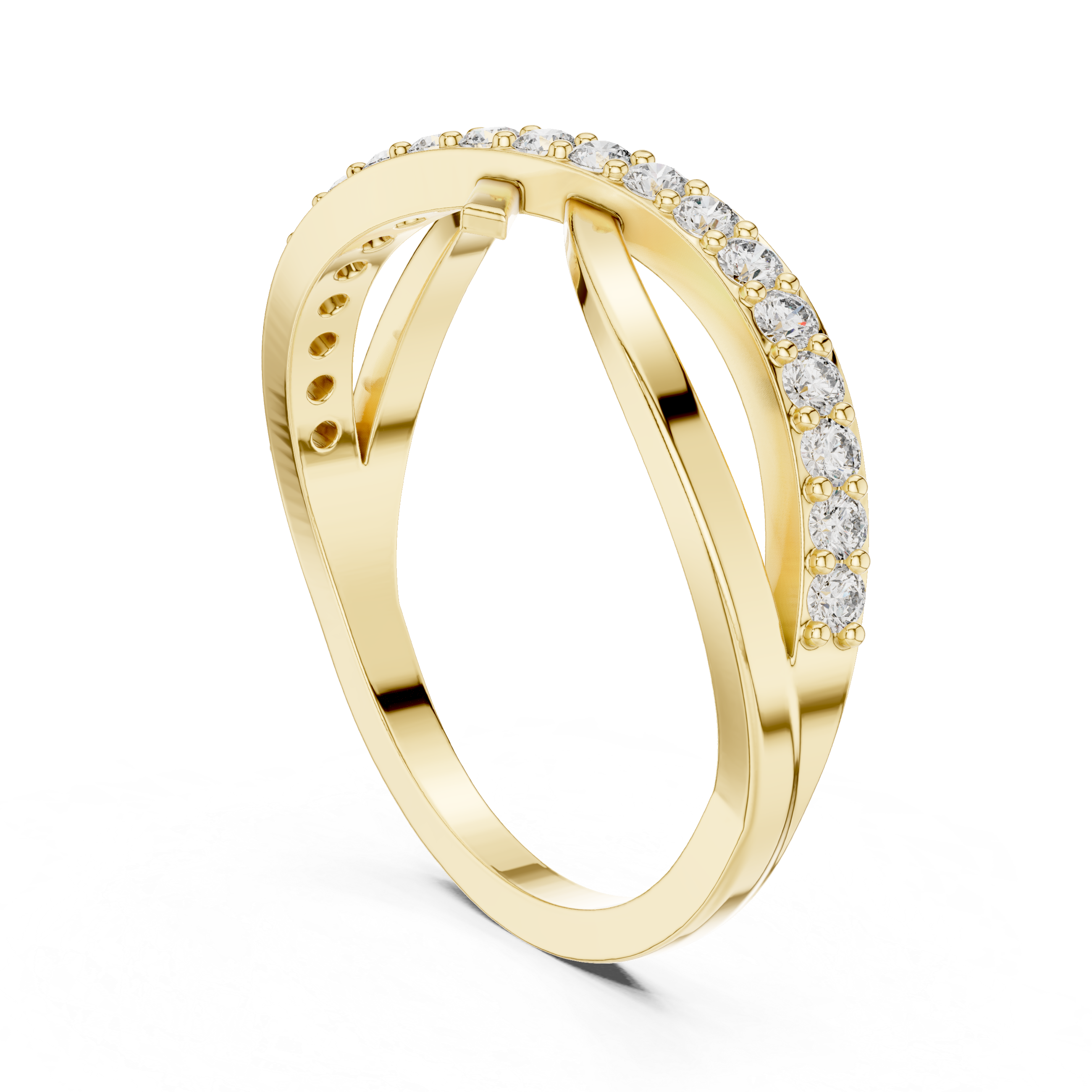 Infinity ring with a diamond-studded band