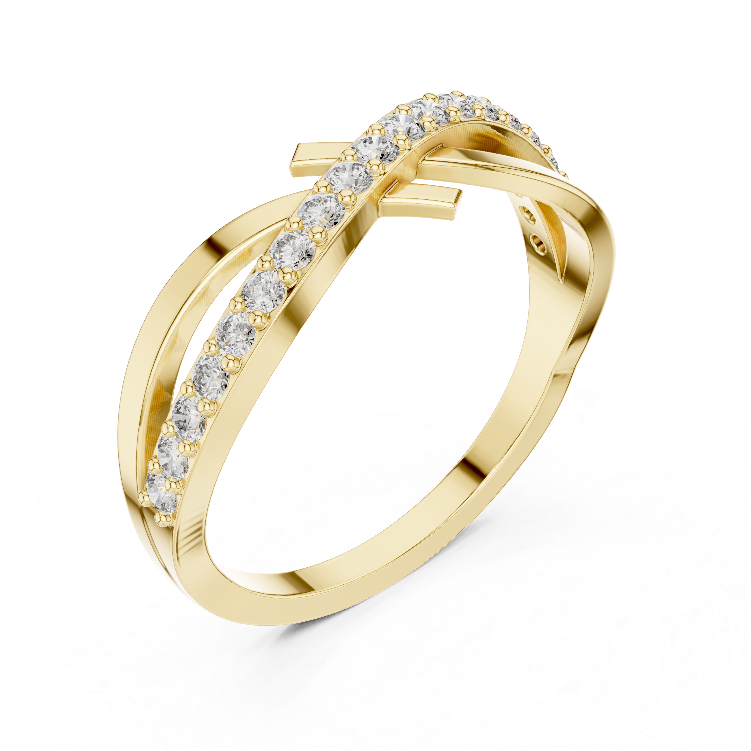 Infinity ring with a diamond-studded band