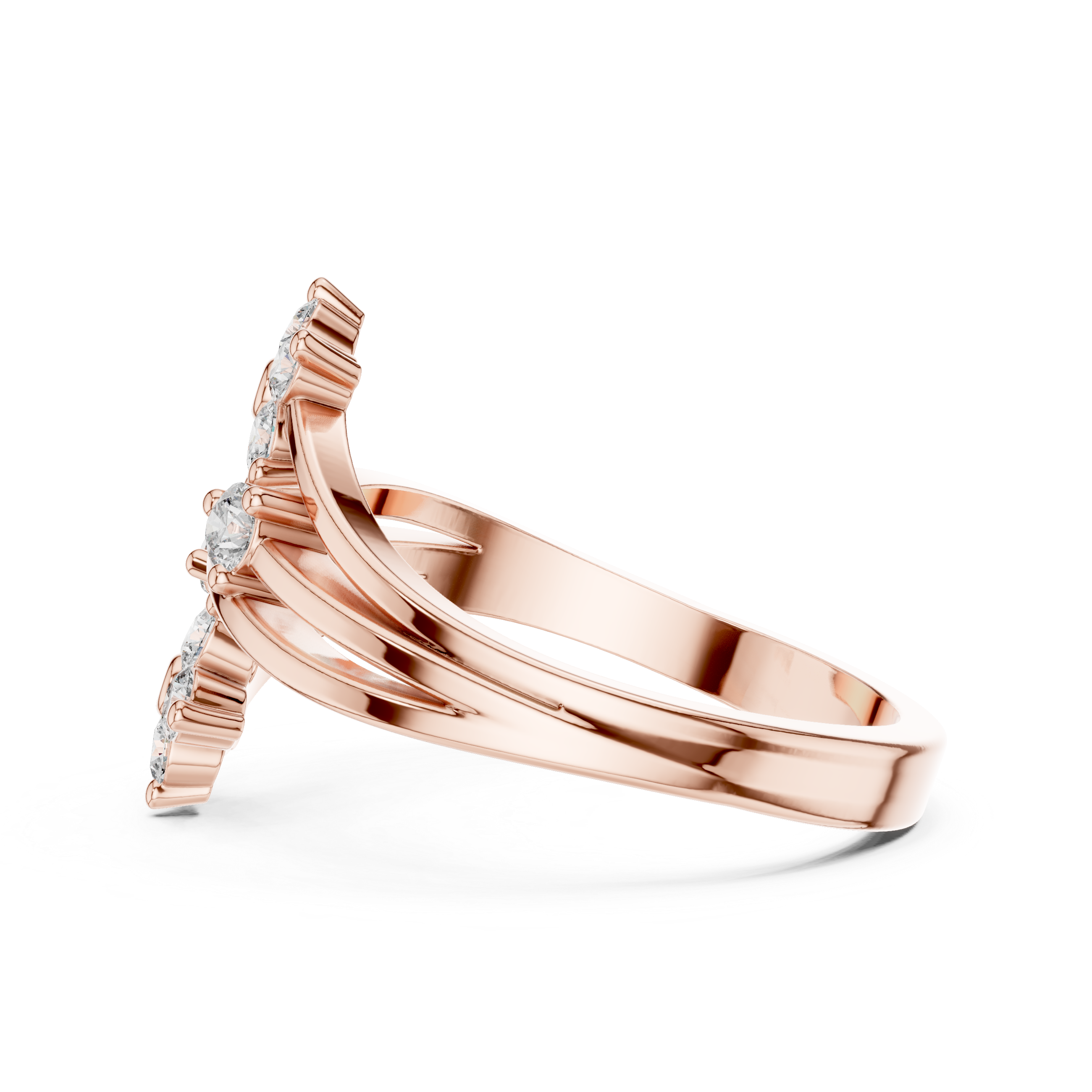 Two floral diamond clusters on a split band.