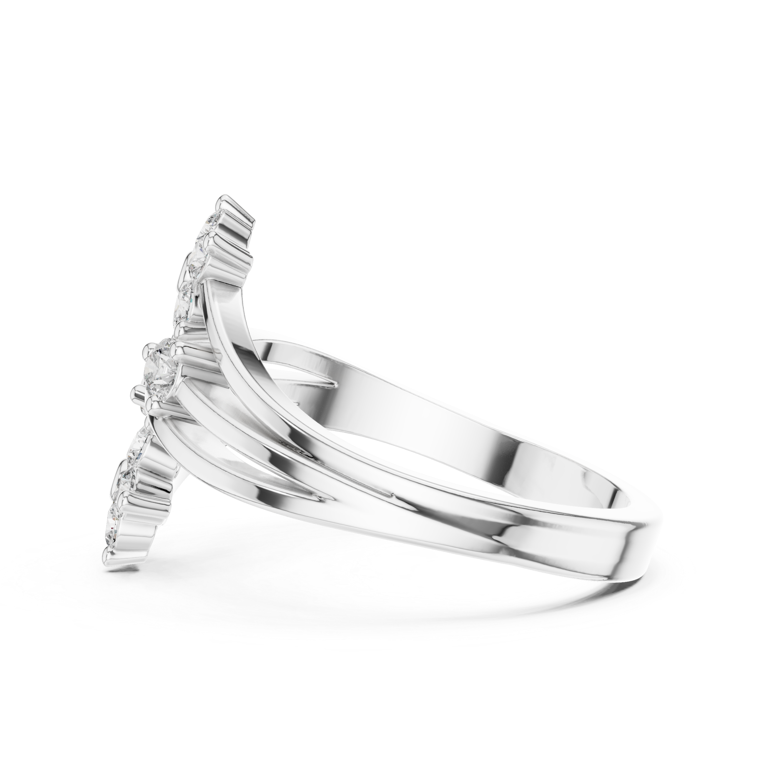 Two floral diamond clusters on a split band.
