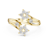 Two floral diamond clusters on a split band.