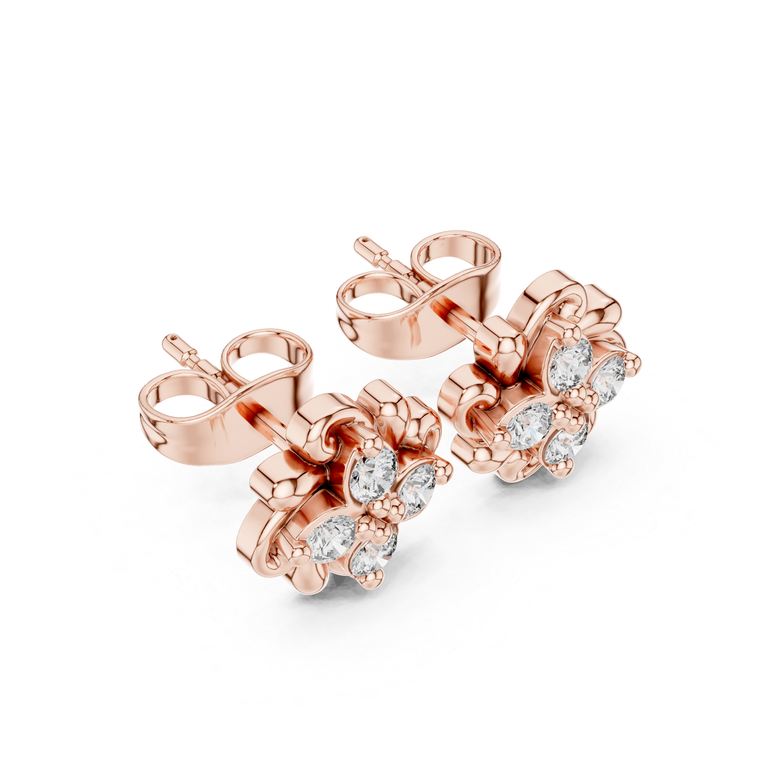 intricate scrollwork and sparkling diamond petals