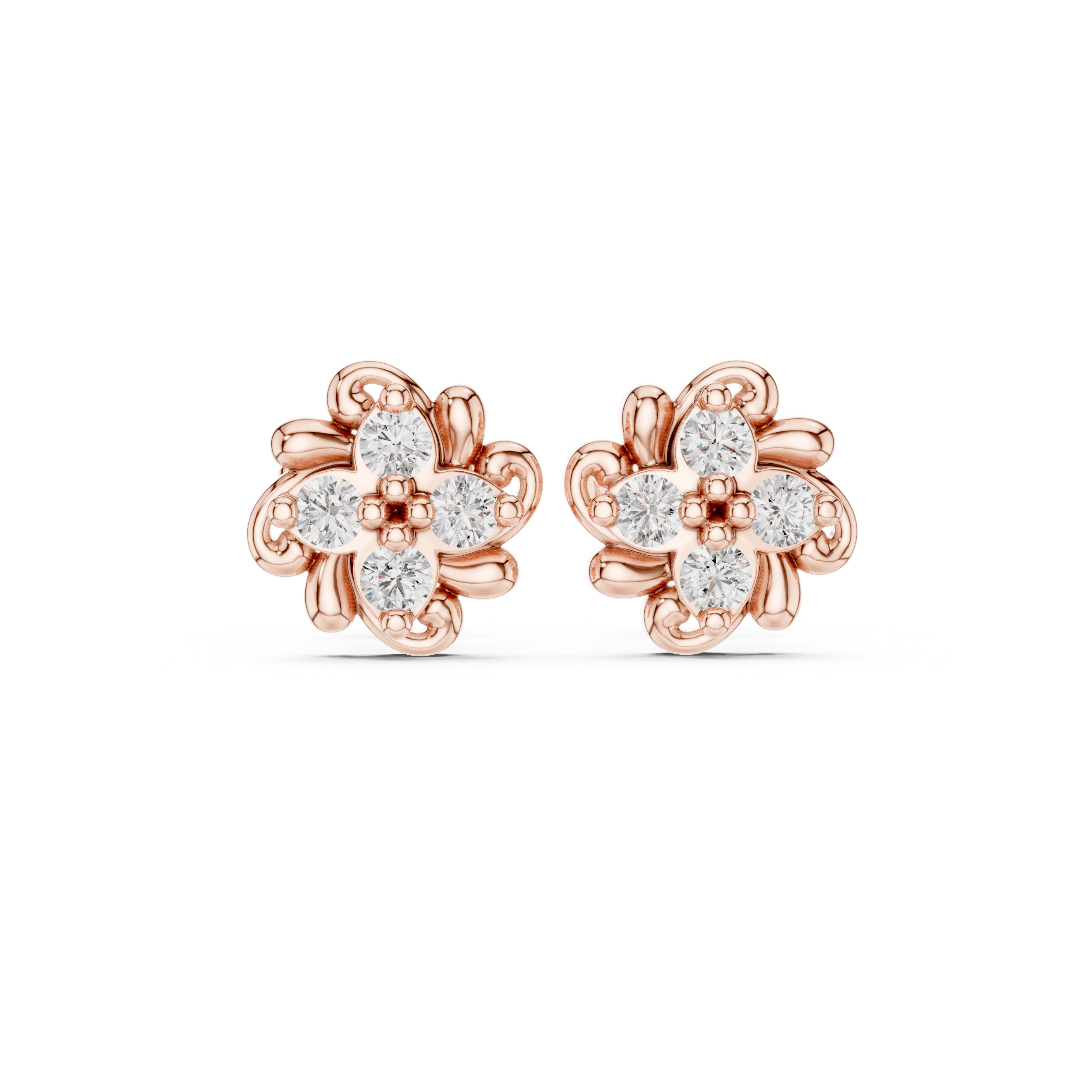 intricate scrollwork and sparkling diamond petals