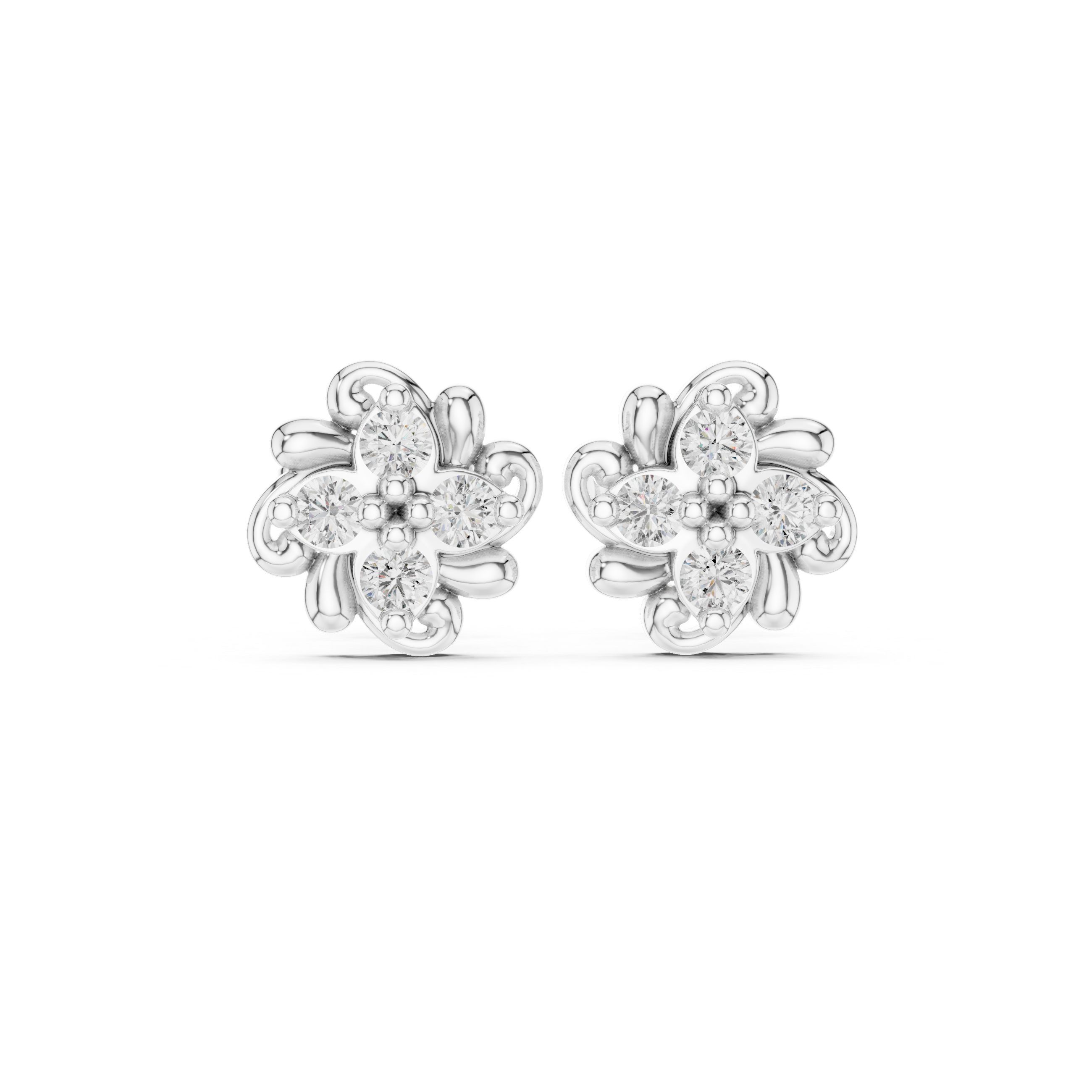 intricate scrollwork and sparkling diamond petals