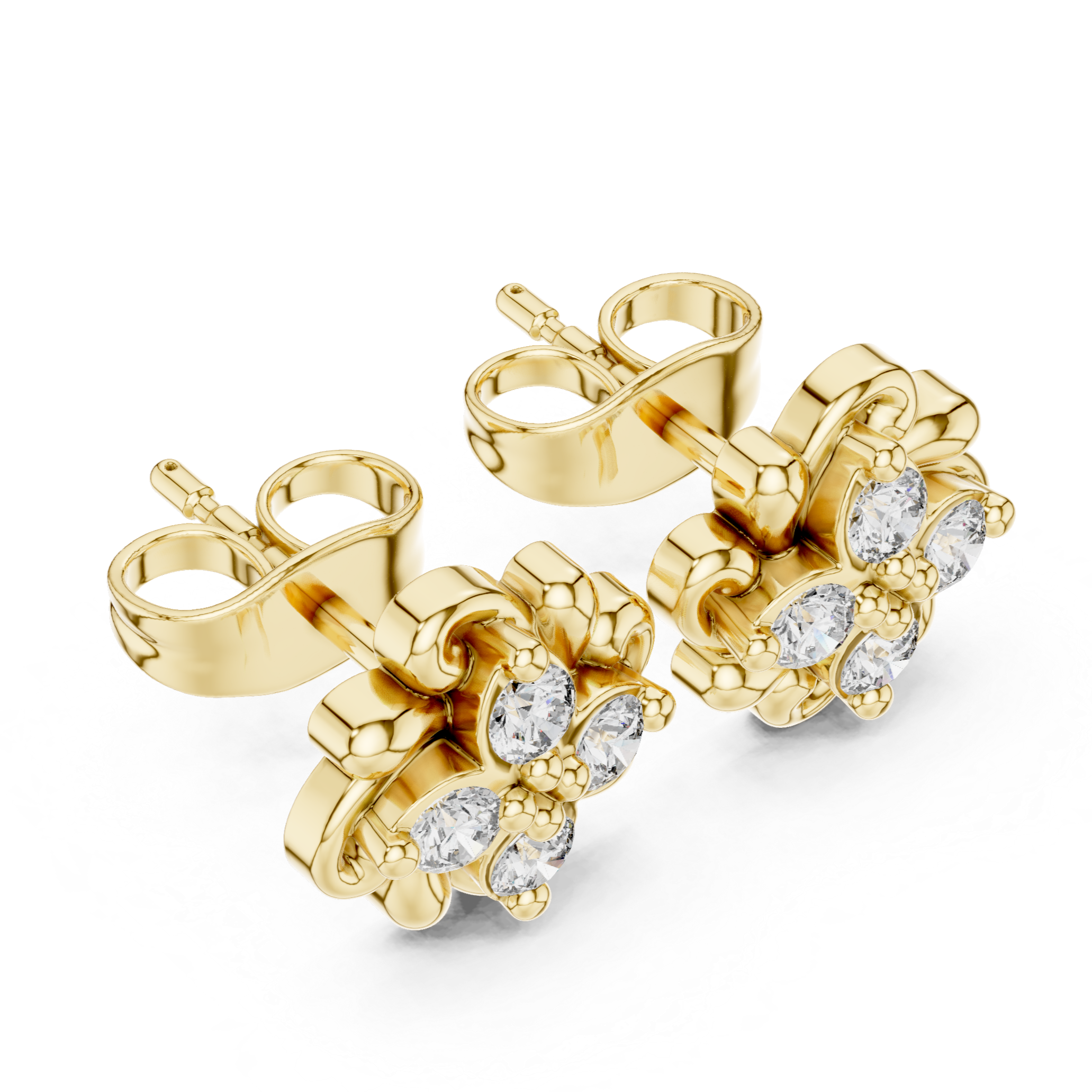 intricate scrollwork and sparkling diamond petals