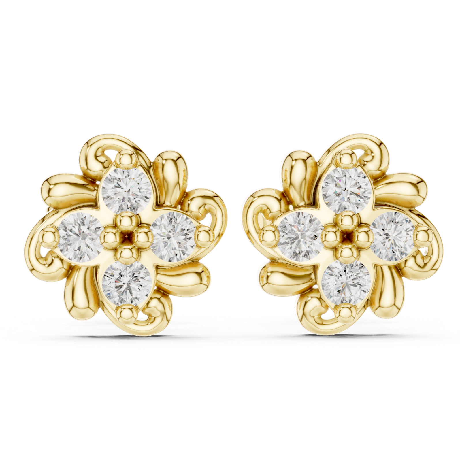 intricate scrollwork and sparkling diamond petals