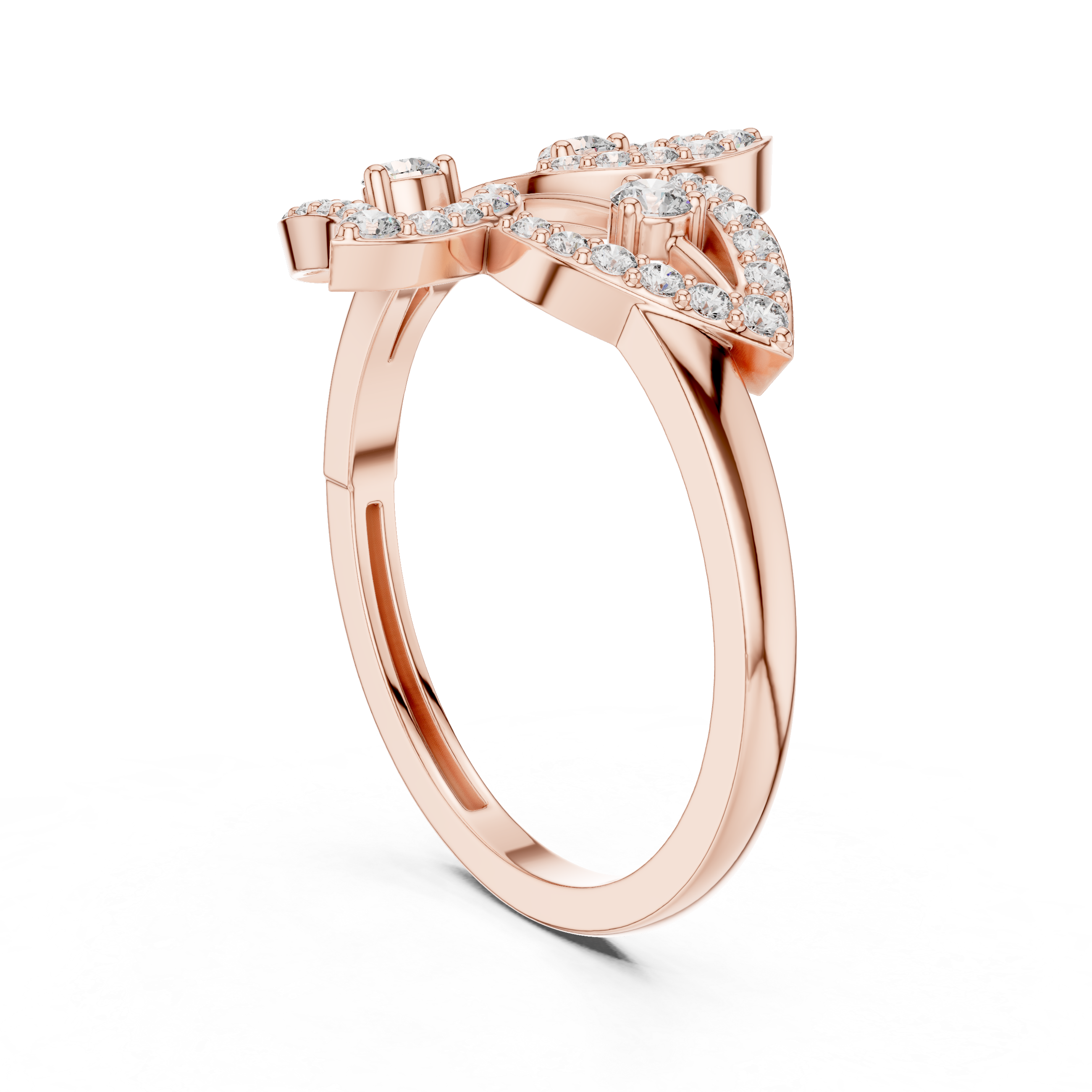 Floral Elegance Rose Gold Diamond Ring
