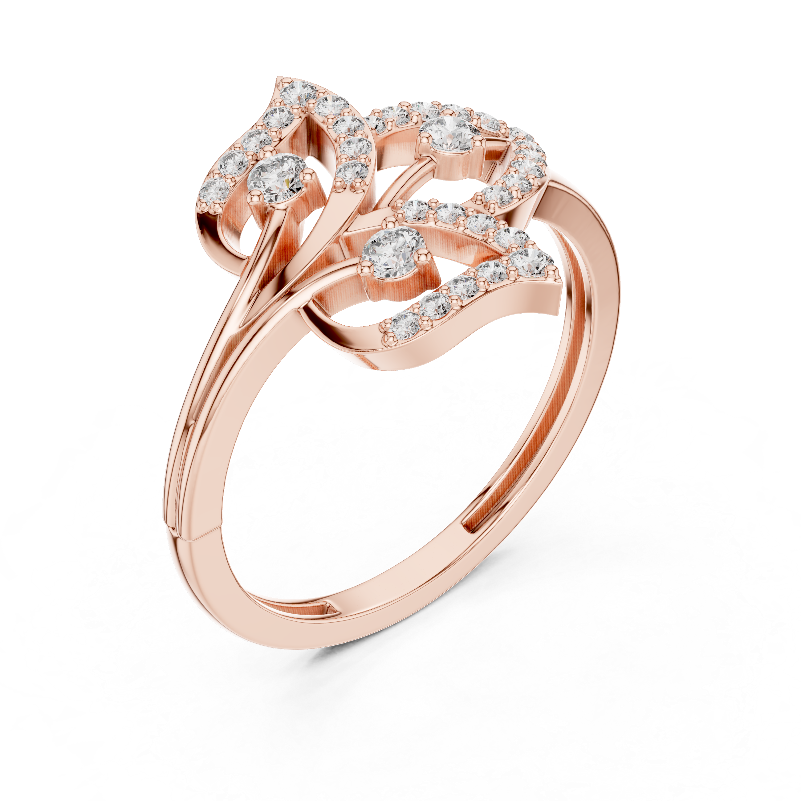 Floral Elegance Rose Gold Diamond Ring