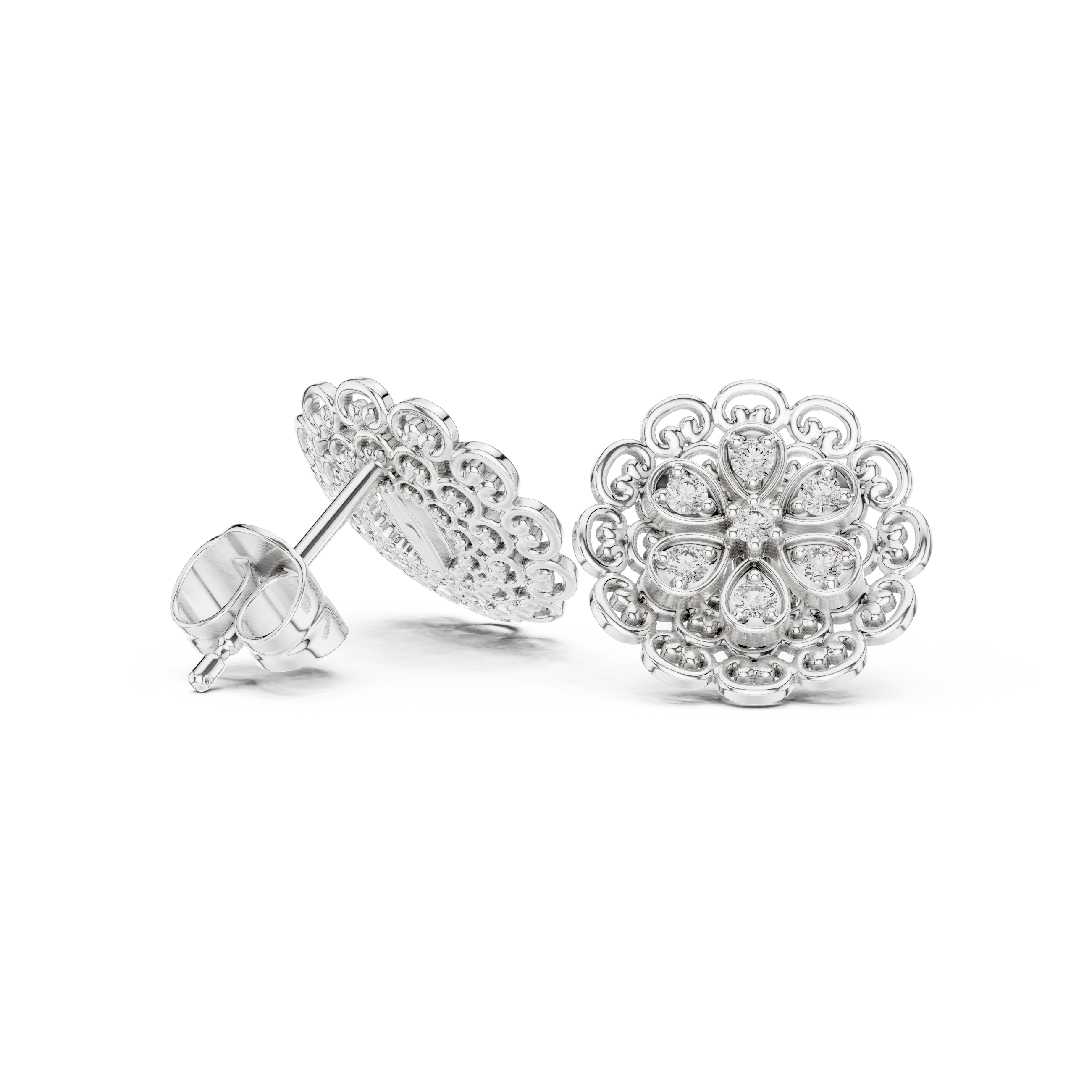 Heirloom Elegance: Rose Gold Flower Stud Earrings