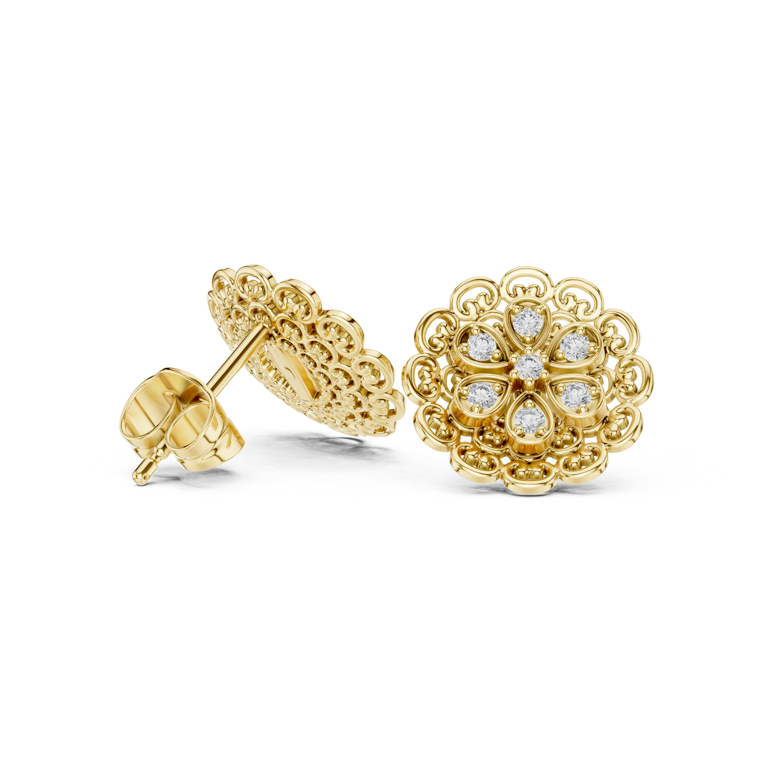 Heirloom Elegance: Rose Gold Flower Stud Earrings