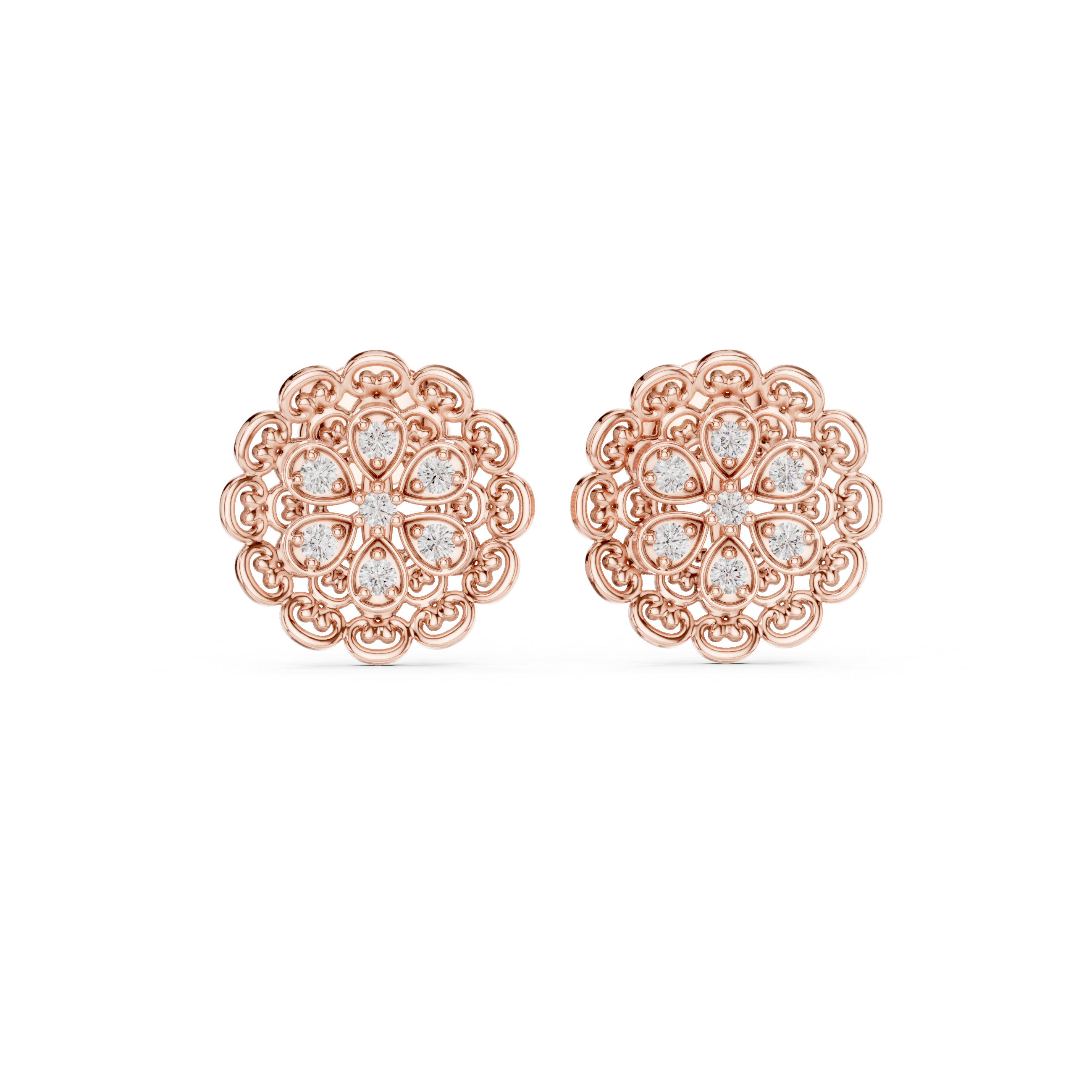 Heirloom Elegance: Rose Gold Flower Stud Earrings